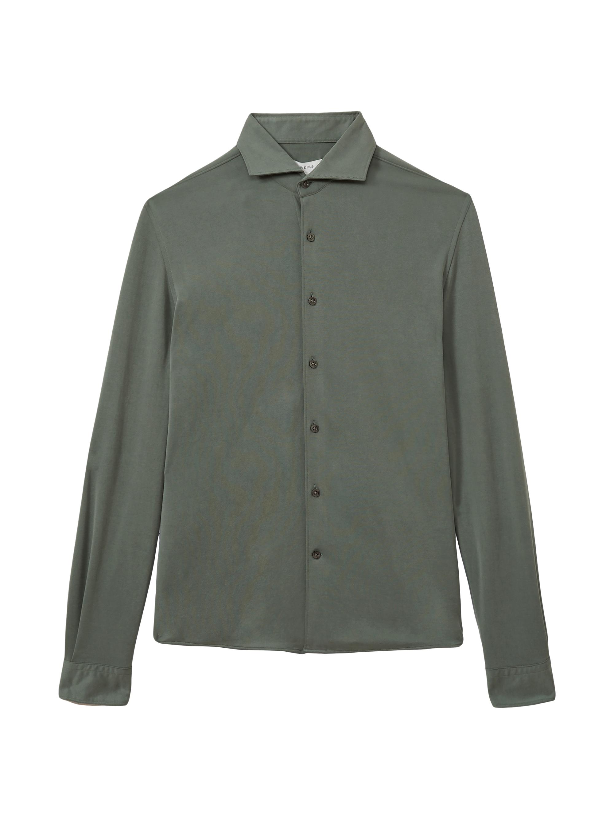 Reiss Men's Bobby Long-Sleeve Shirt - Green Smoke