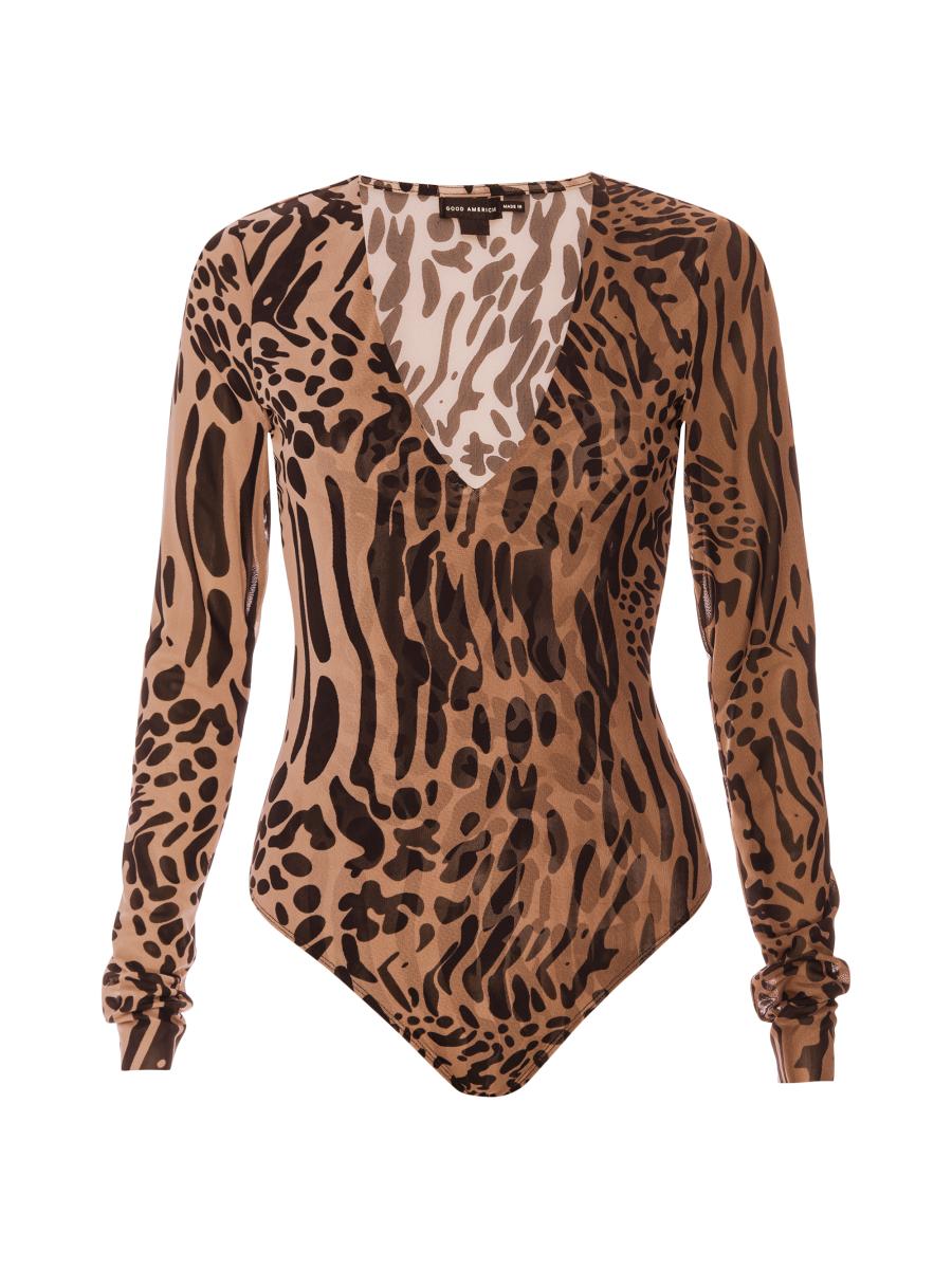 GOOD AMERICAN-VELVET MODERN TANK BODYSUIT (MINI LUCKY LEOPARD)