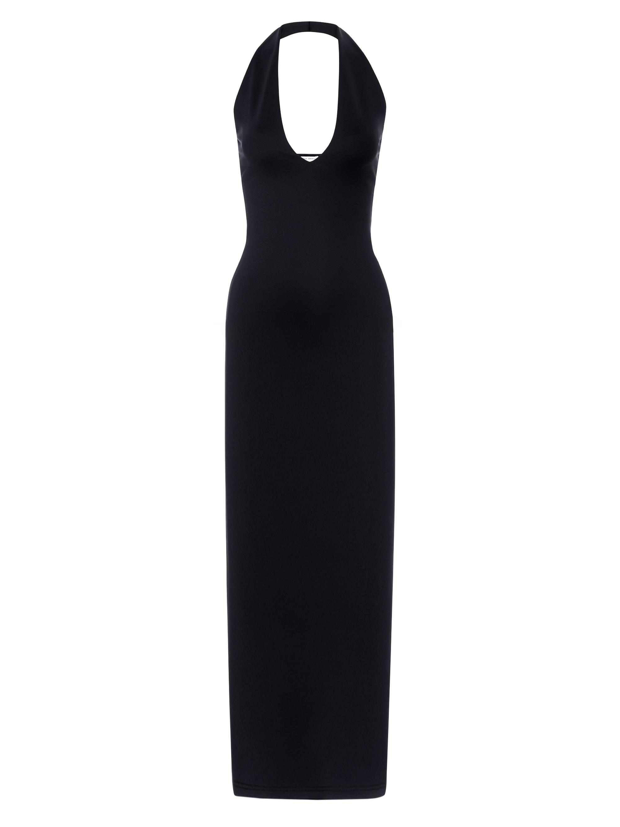 Good American Women's Scuba Halter V-Neck Maxi Dress - Black