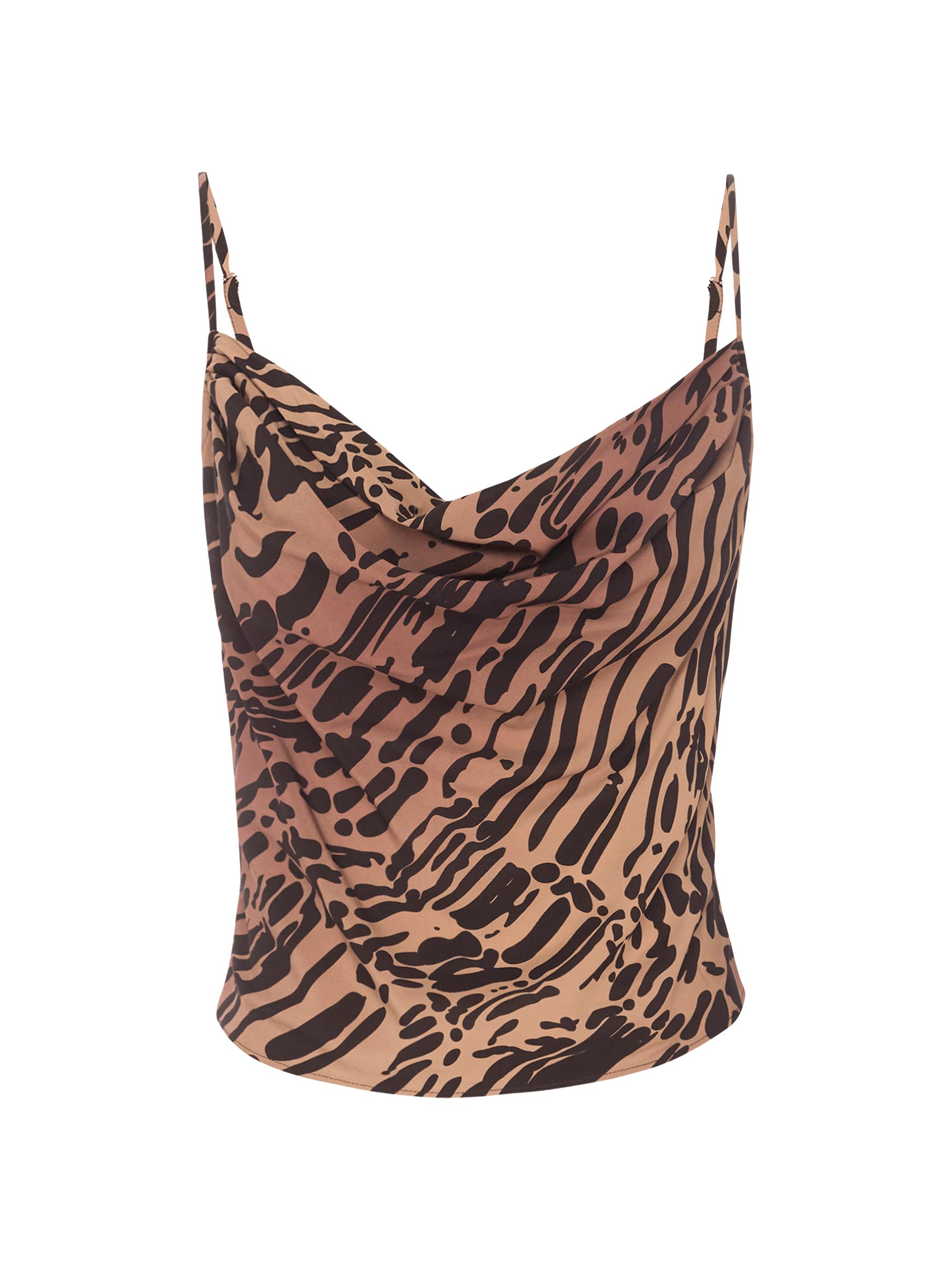 Good American Women's Chiffon Bias-Cut Camisole - Warped Leopard