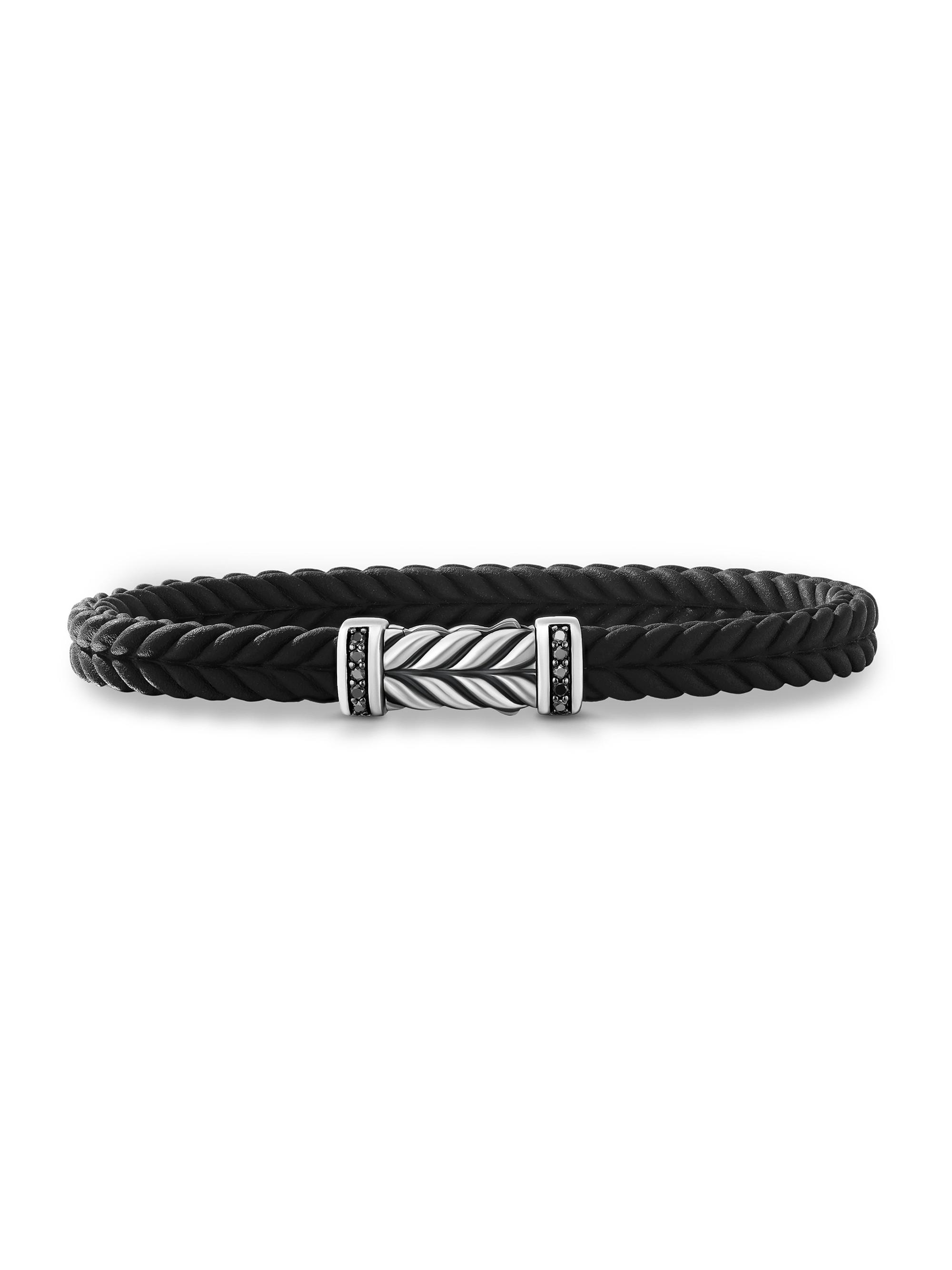 David Yurman Men's Chevron Rubber Bracelet - Silver