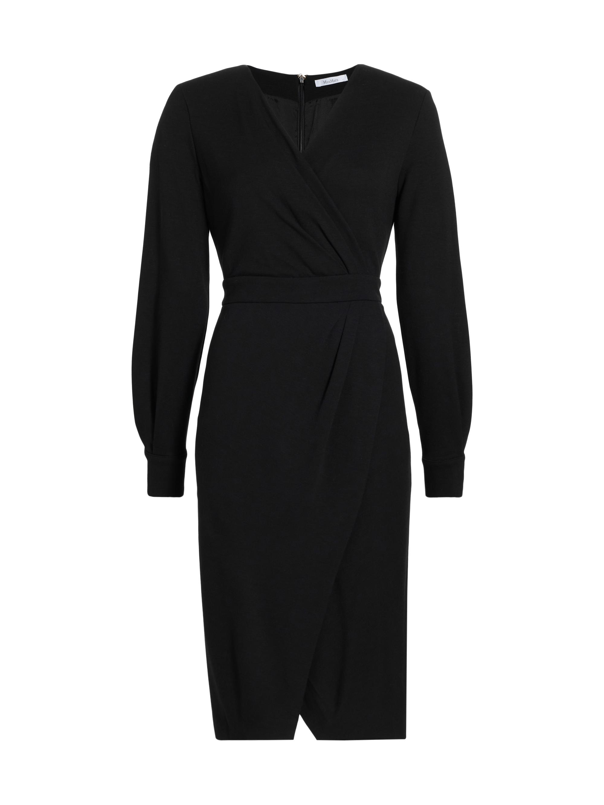 Max Mara Women's Virtus Jersey Surplice-Neck Midi-Dress - Black