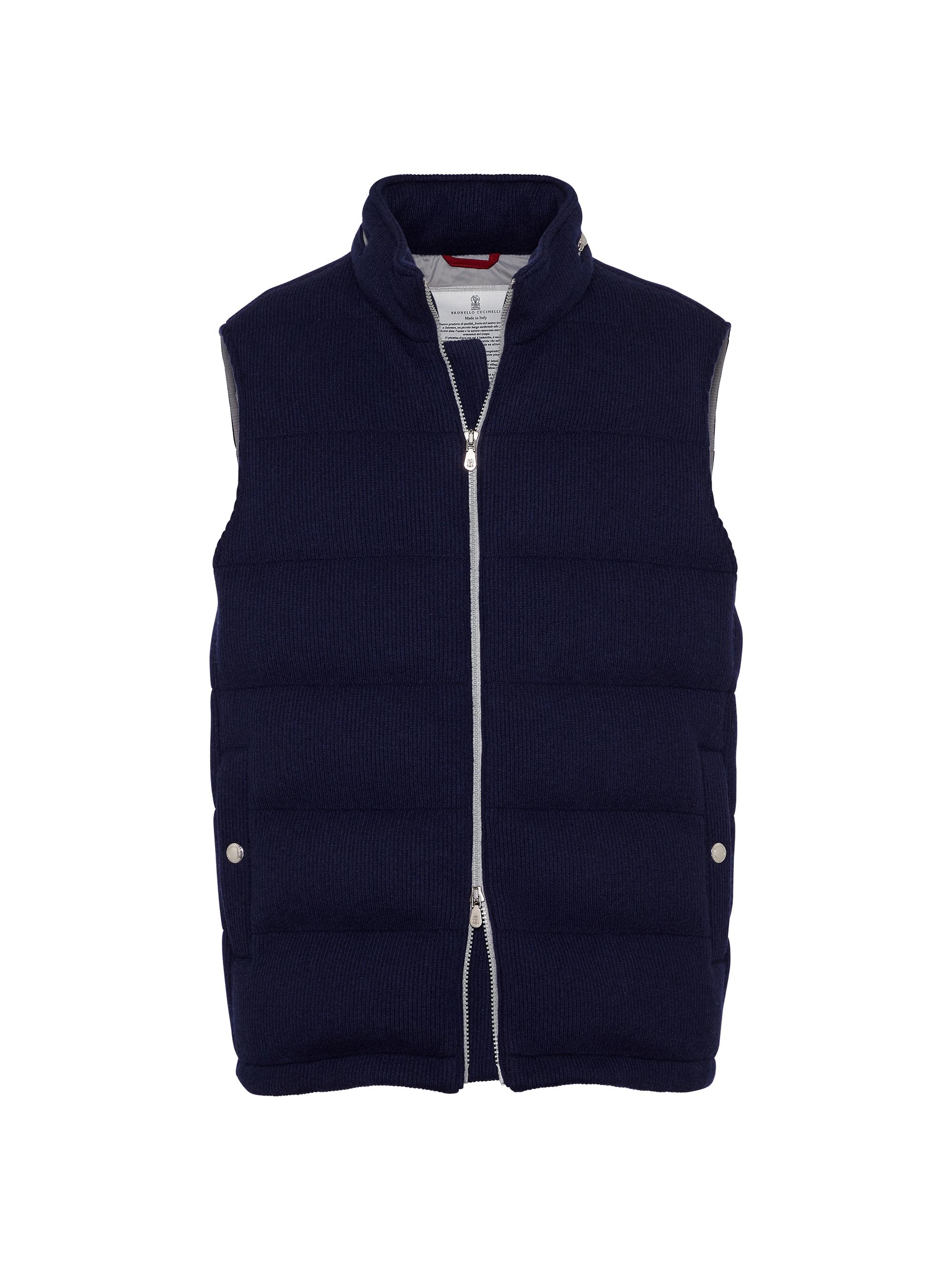 Shop Brunello Cucinelli Cashmere English Rib Knit Down Vest with 