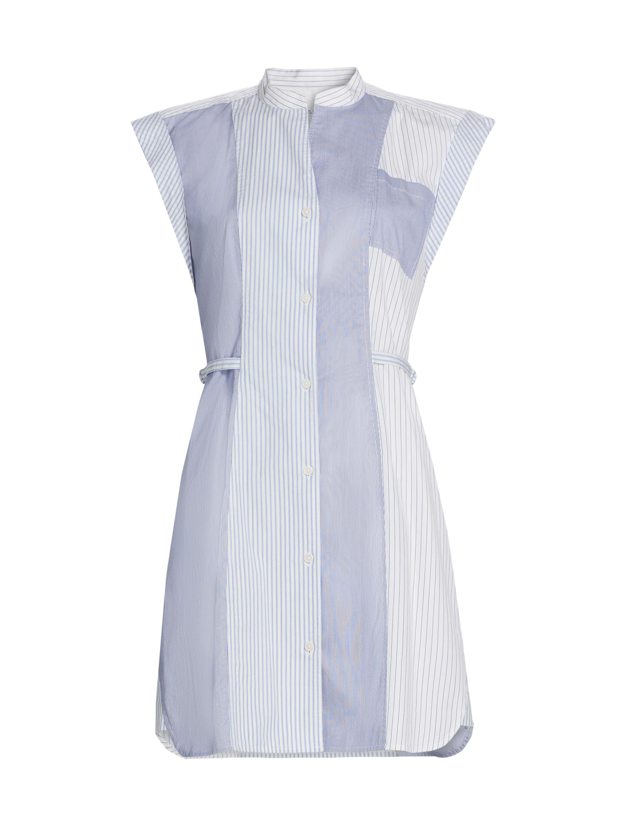 Derek Lam 10 Crosby Women's Peyton Stripe Shirtdress - White Blue