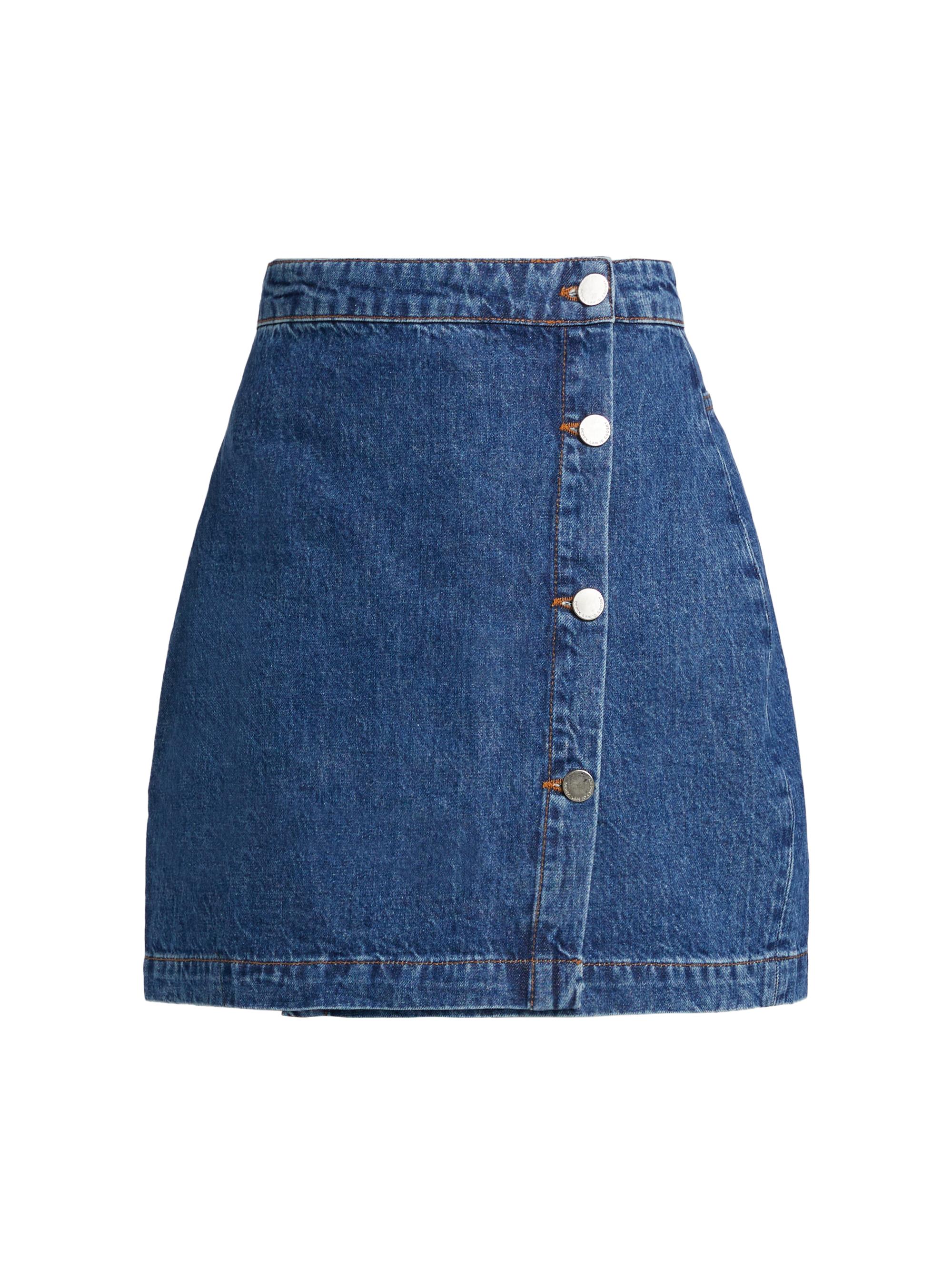 L'AGENCE Kris Button-Front Denim Miniskirt | Saks Fifth Avenue