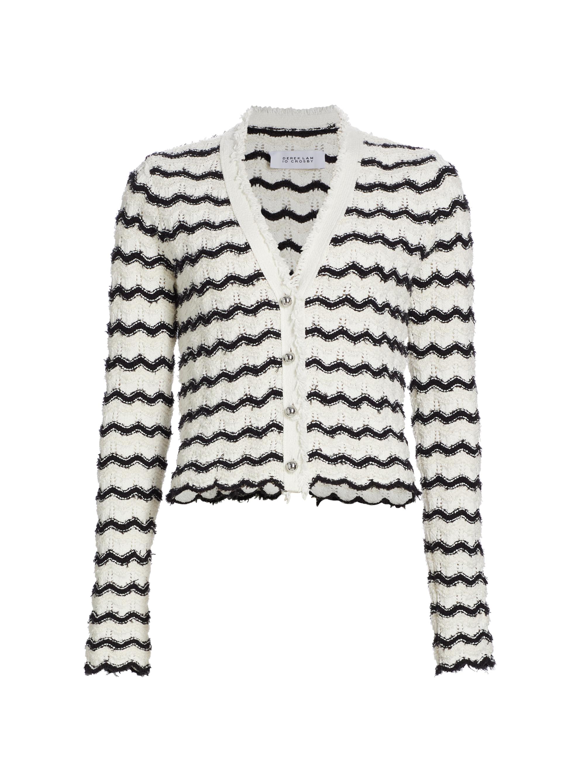 Derek Lam 10 Crosby Women's Noé Scalloped Cardigan - Cobalt Multi