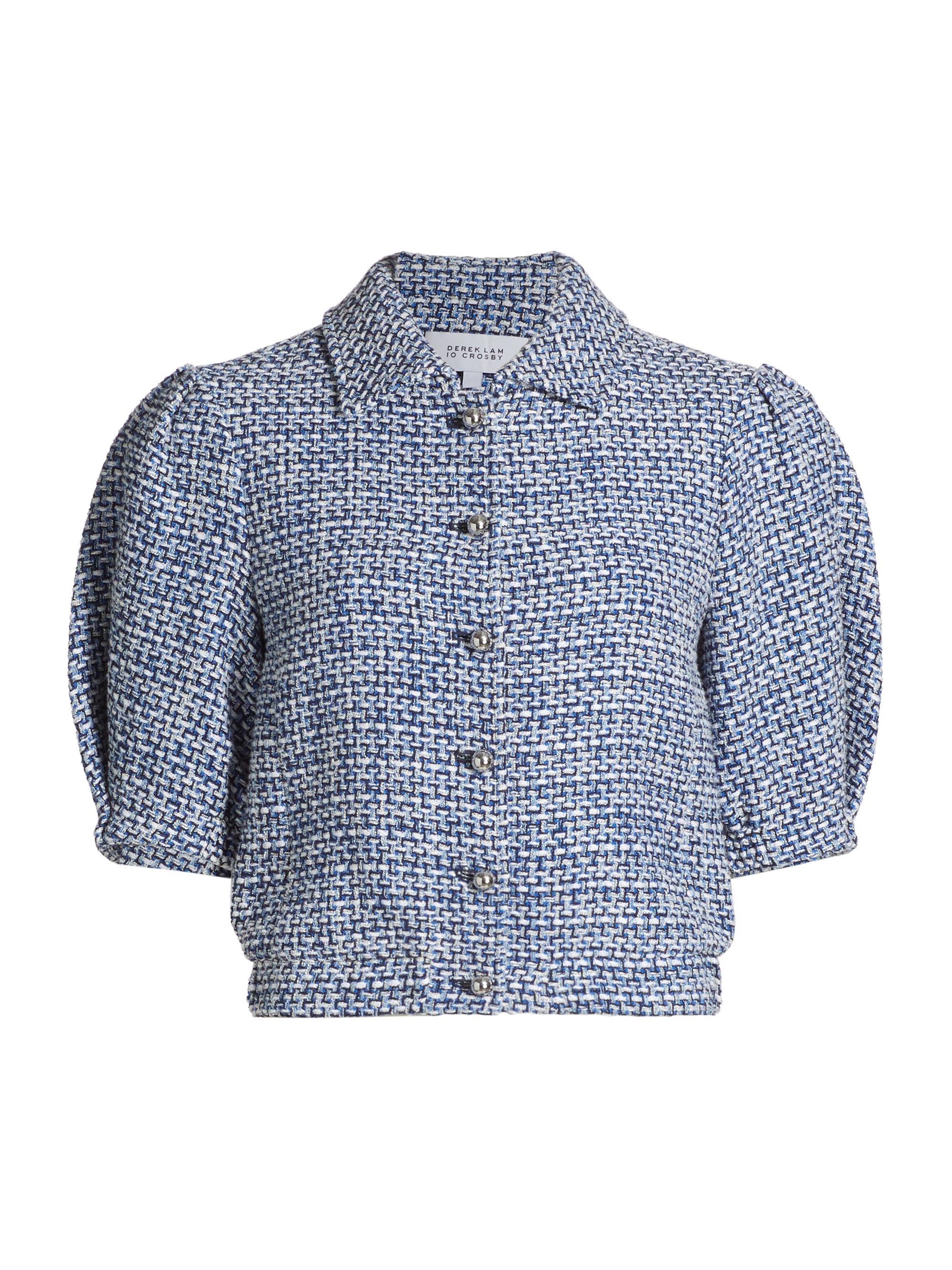 Derek Lam 10 Crosby Women's Lucas Puff-Sleeve Shacket - Cobalt Multi