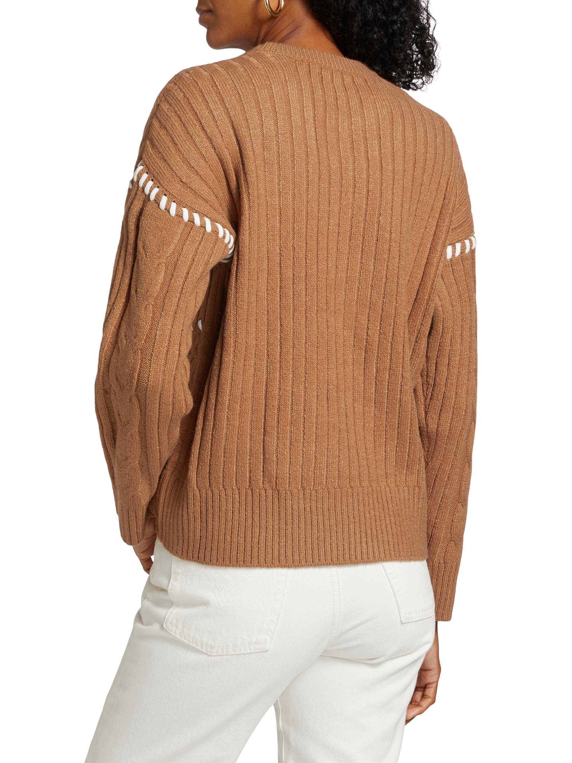 Eaphi TAPE EMBROIDERY MIX KNIT ブラウン Eaphi TAPE EMBROIDERY MIX