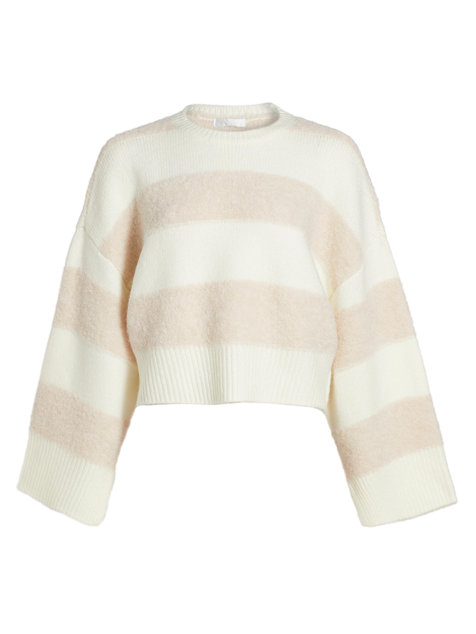 Design History Women's Striped Crop Sweater - Cream