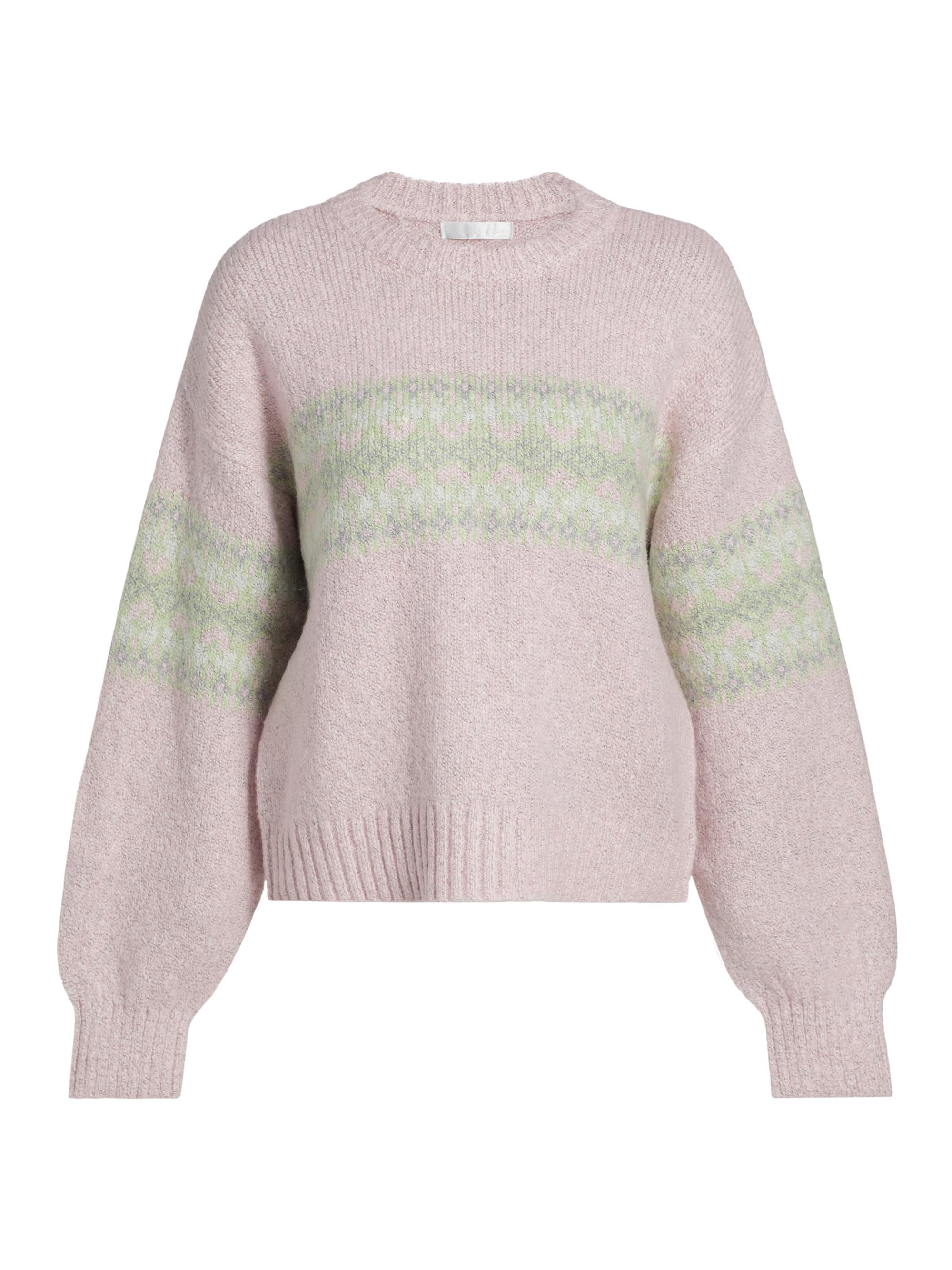Design History Women's Fair Isle-Style Crewneck Sweater - Pink  Combo