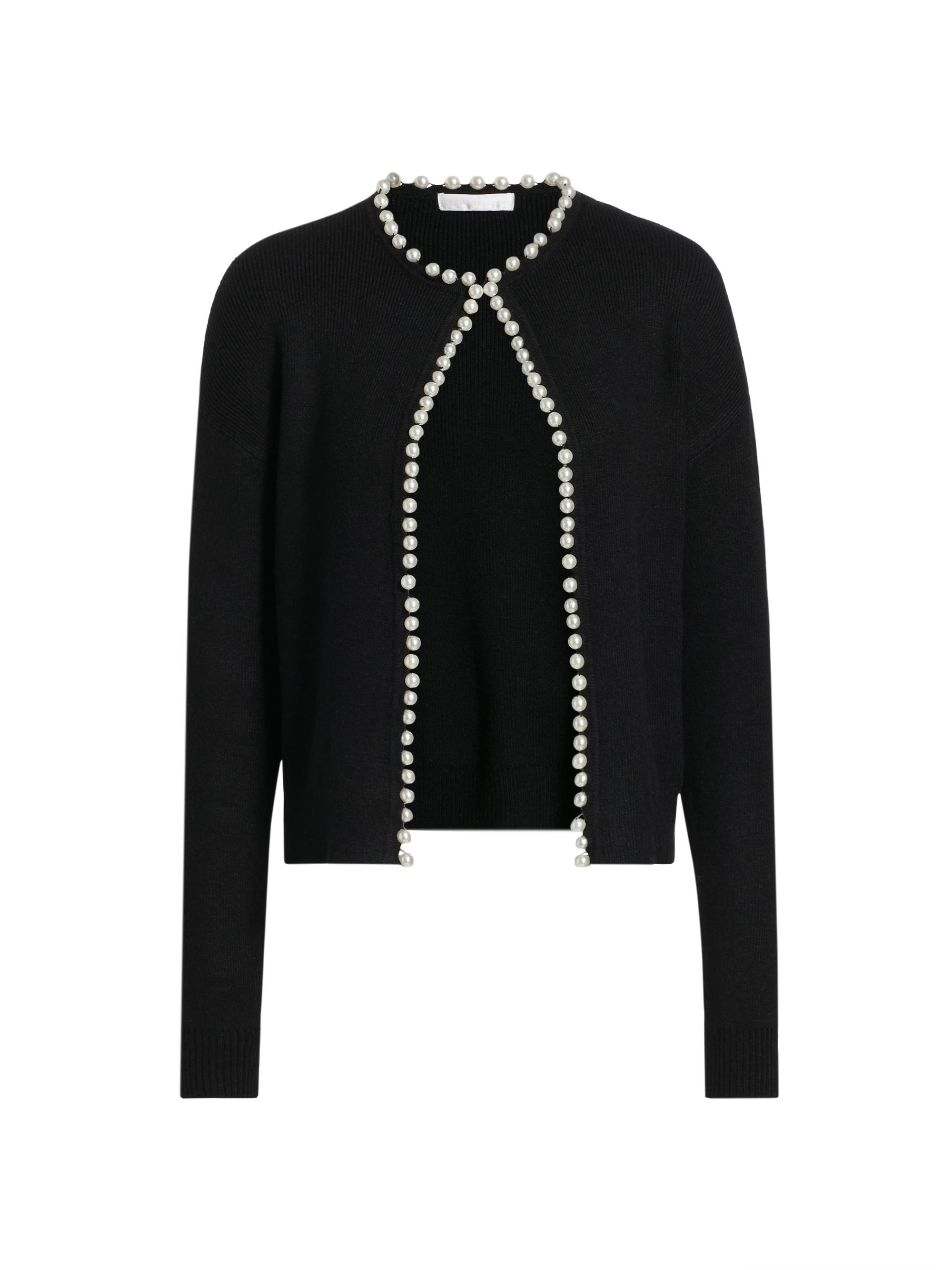 Design History Imitation Pearl-Trim Cardigan | Saks Fifth Avenue