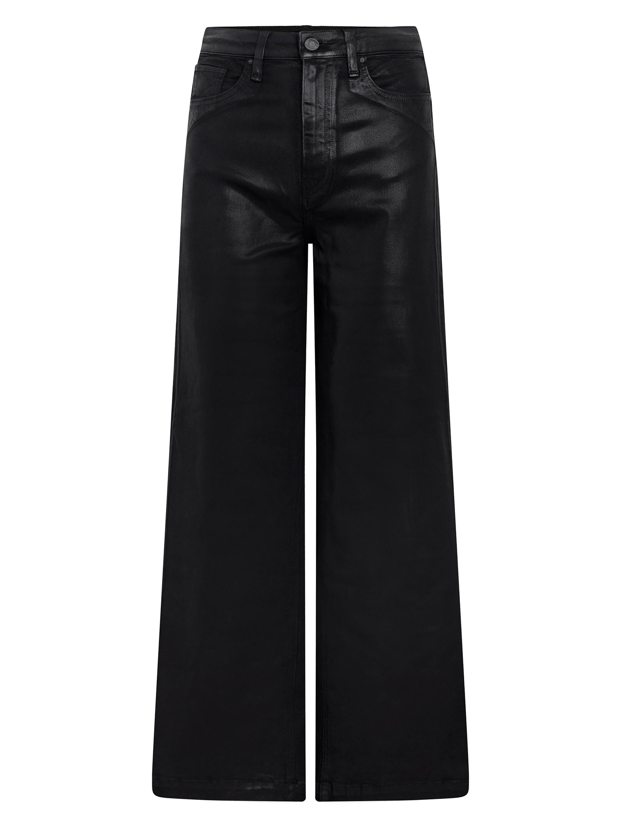 Hudson Jeans Women's Jodie Coated-Denim High-Rise Wide-Leg Jeans - Coated Black Beauty