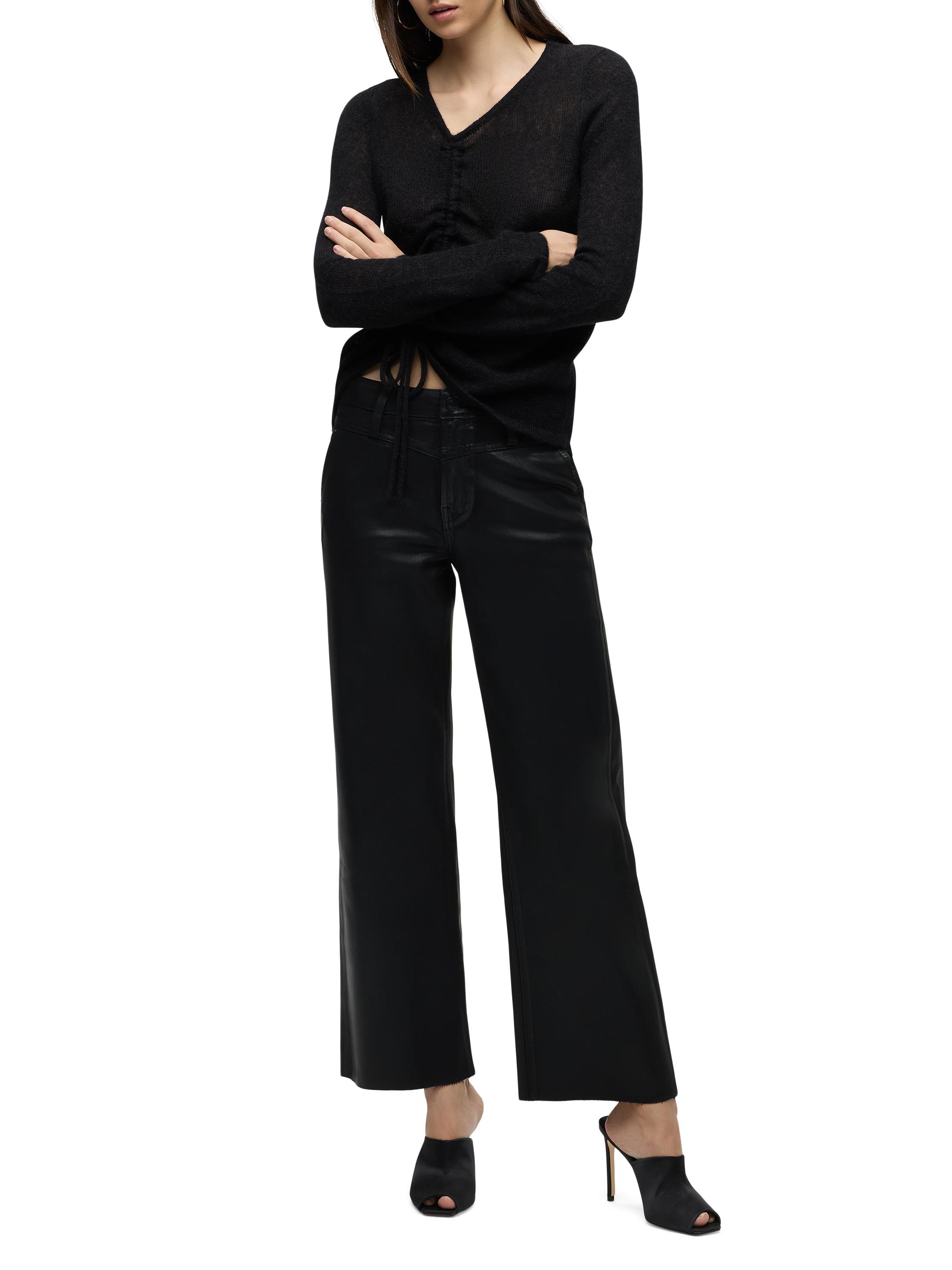 Hudson Jeans Women's Rosie Wide-Leg Crop Jeans - Coated Black Beauty