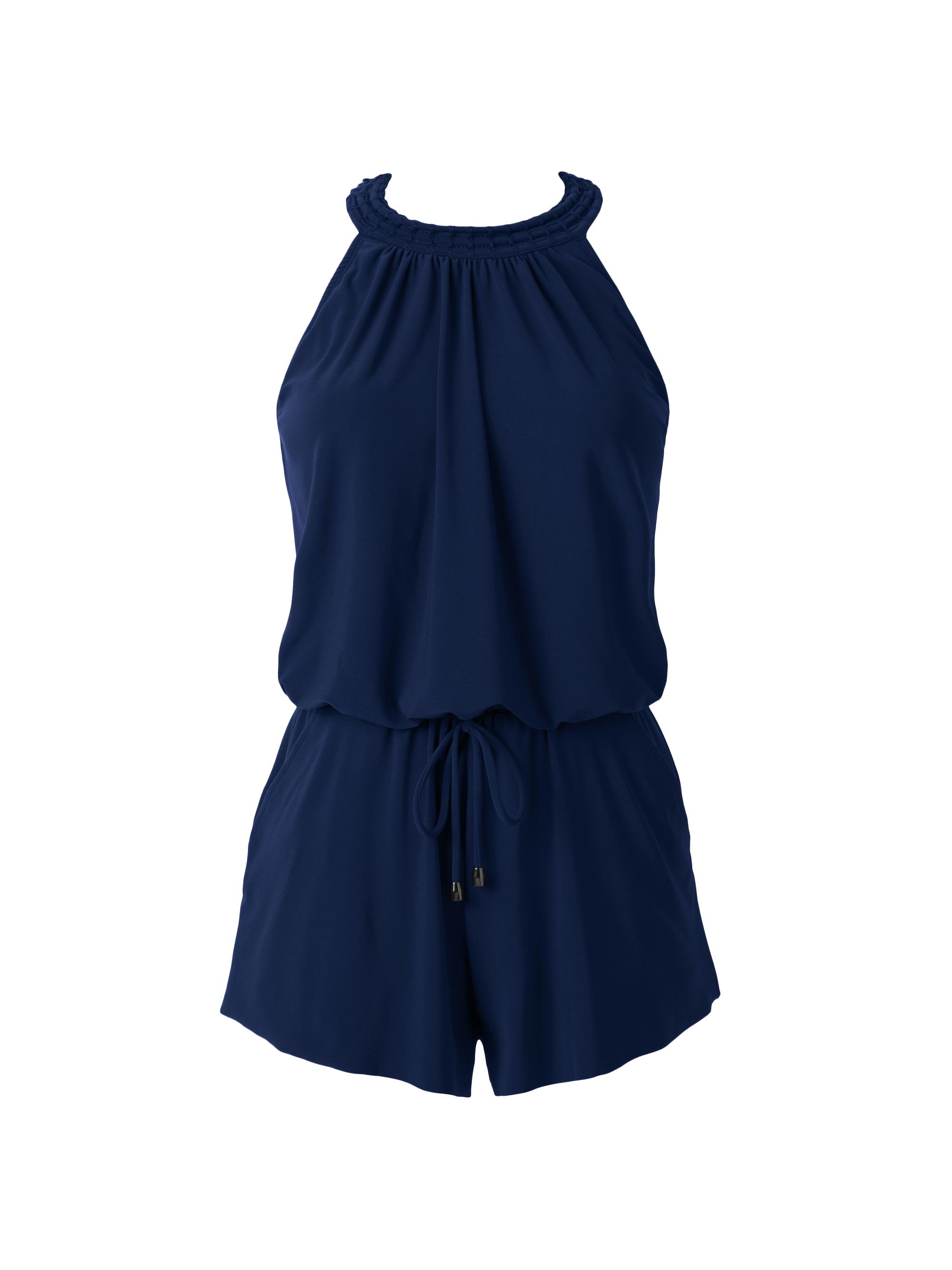 Magicsuit Women's Solids Piper Halterneck Romper One-Piece Swimsuit - Navy Blue