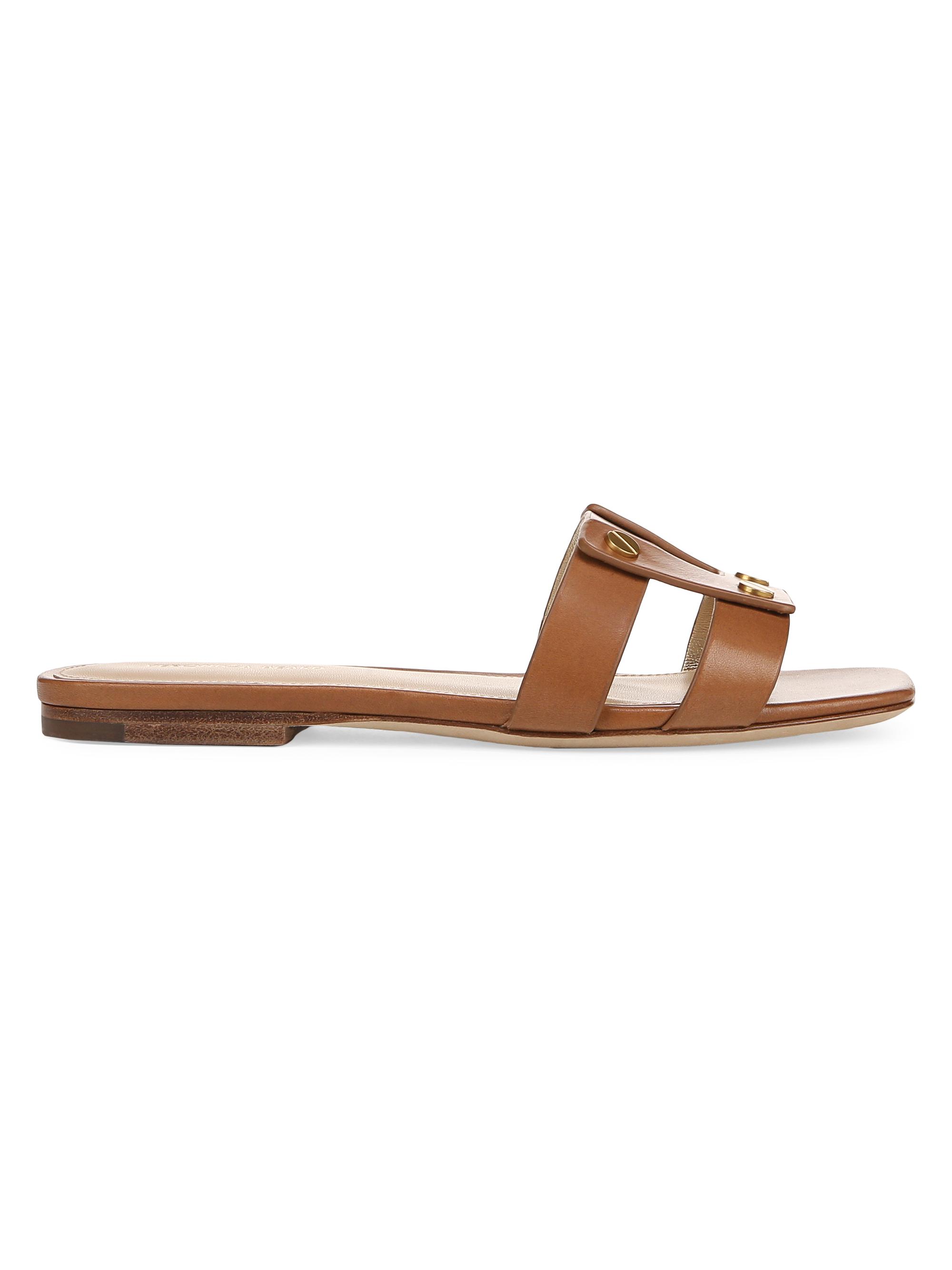 Veronica Beard Women's Via Slide Leather Sandals - Honey