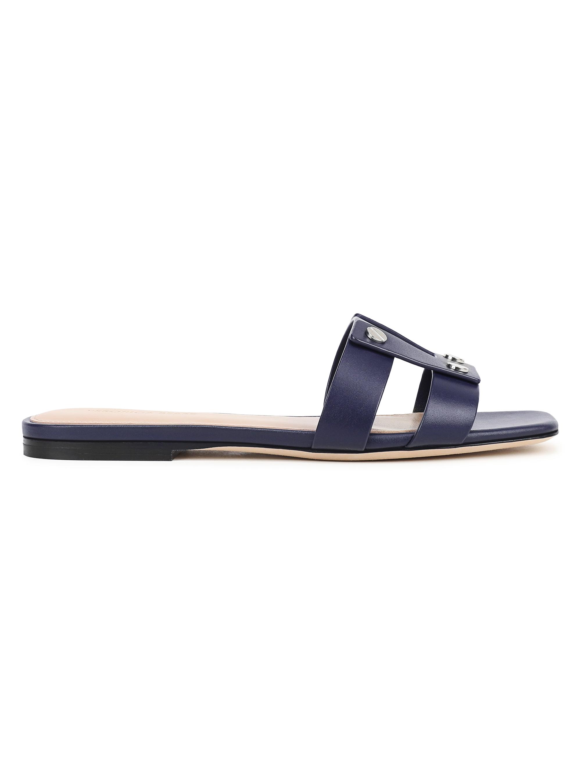 Veronica Beard Women's Via Slide Leather Sandals - Navy
