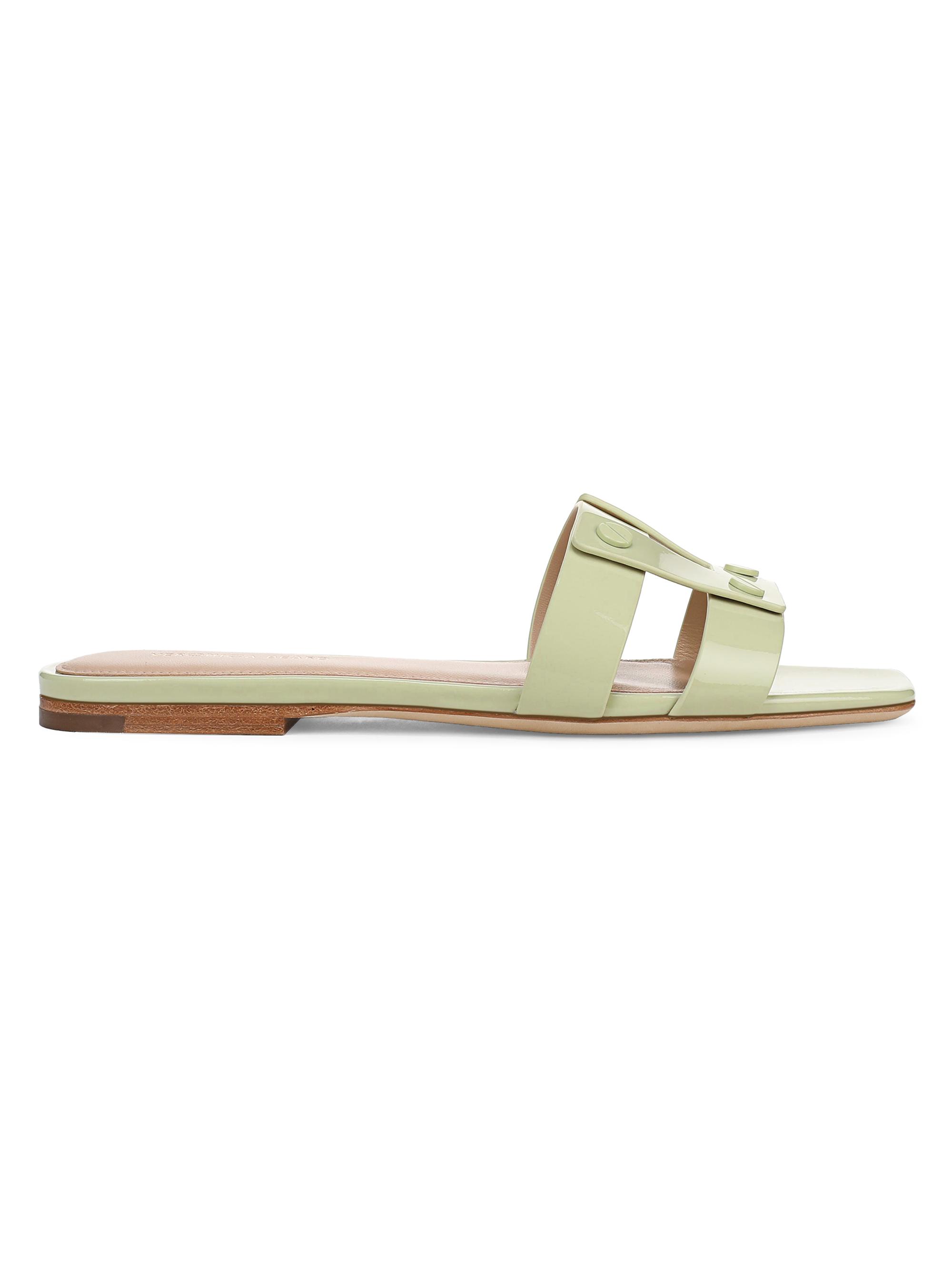 Veronica Beard Women's Via Slide Leather Sandals - Pistachio Green