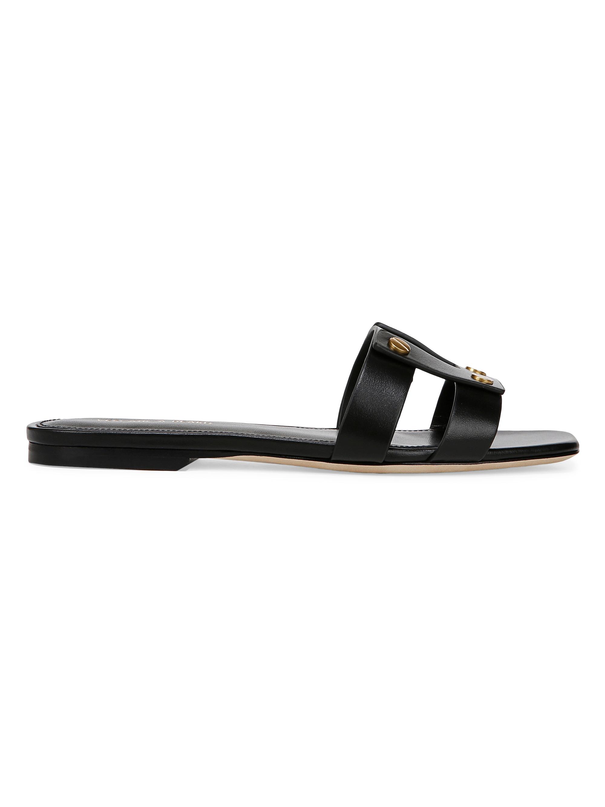Veronica Beard Women's Via Slide Leather Sandals - Black