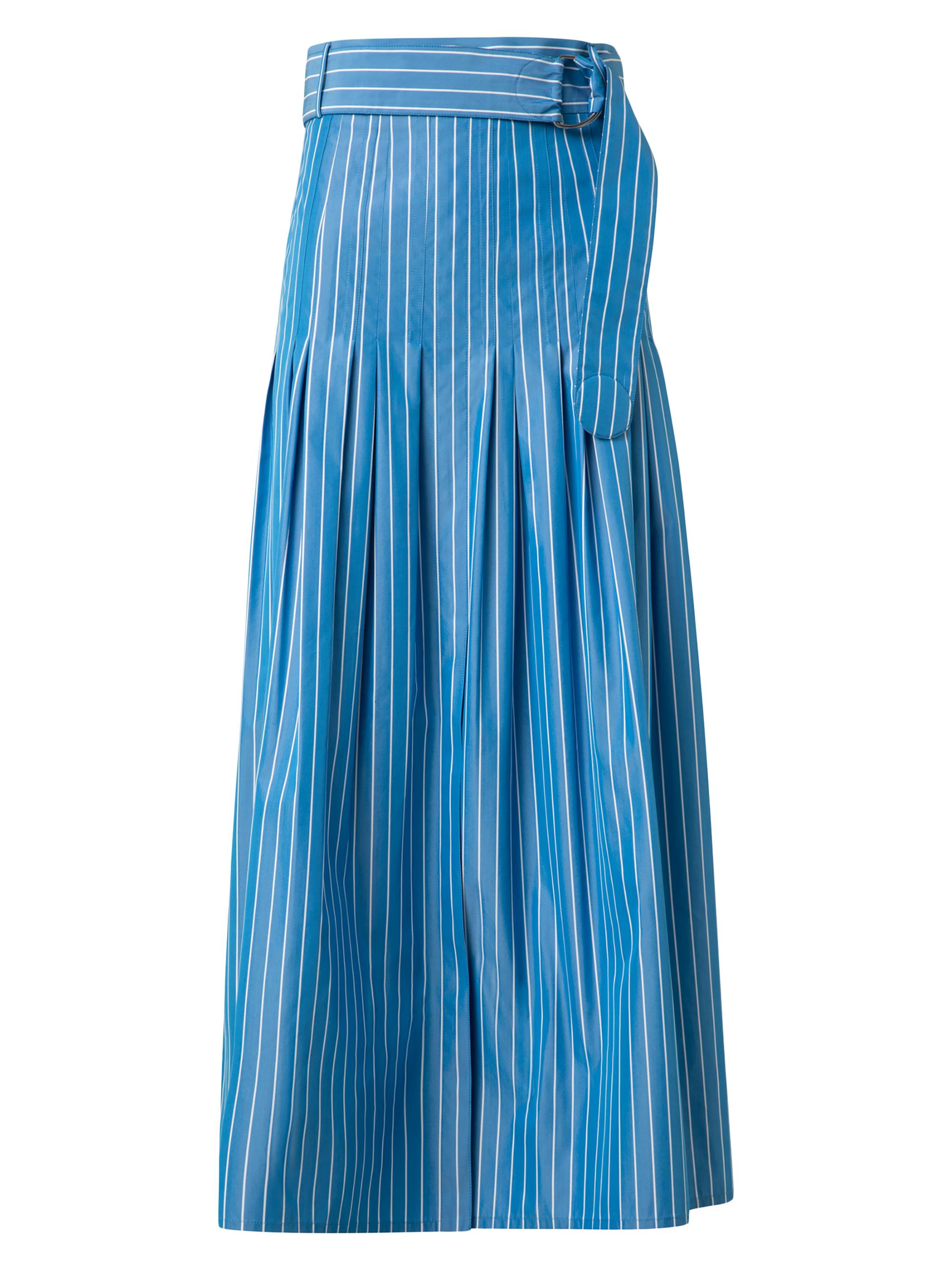 Akris punto Women's Pajama Stripe Cotton Poplin Midi Skirt - Medium Blue Cream