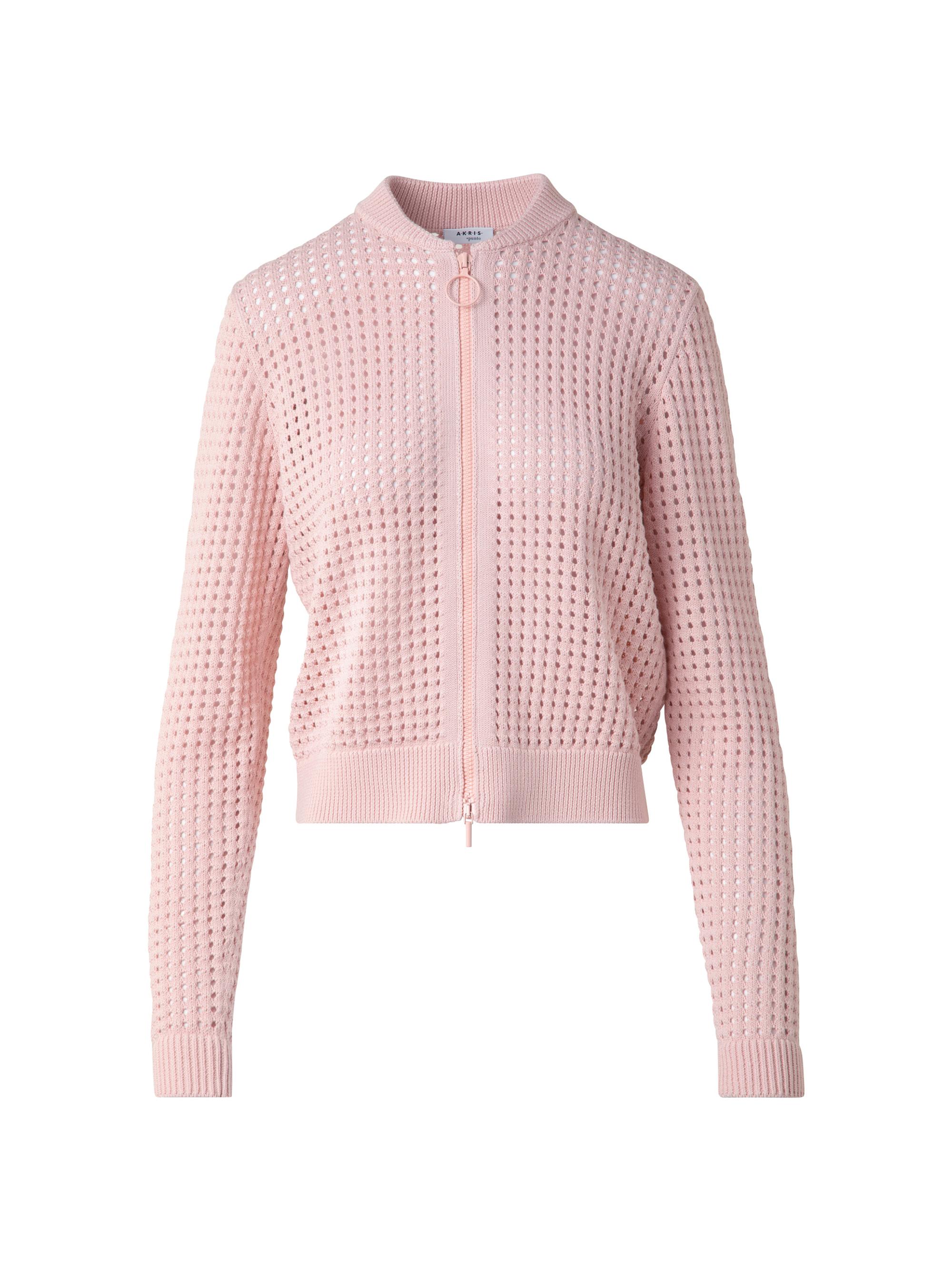 Akris punto Women's Chunky Knit Mesh Cardigan Bomber - Rose