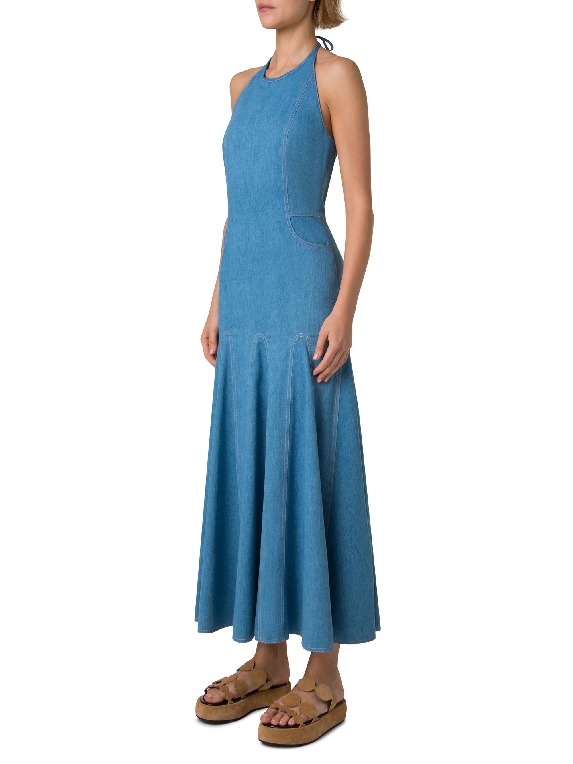 open front halter dress Aakaa Cross Front Neck Halter Pleated Dress M main image 1