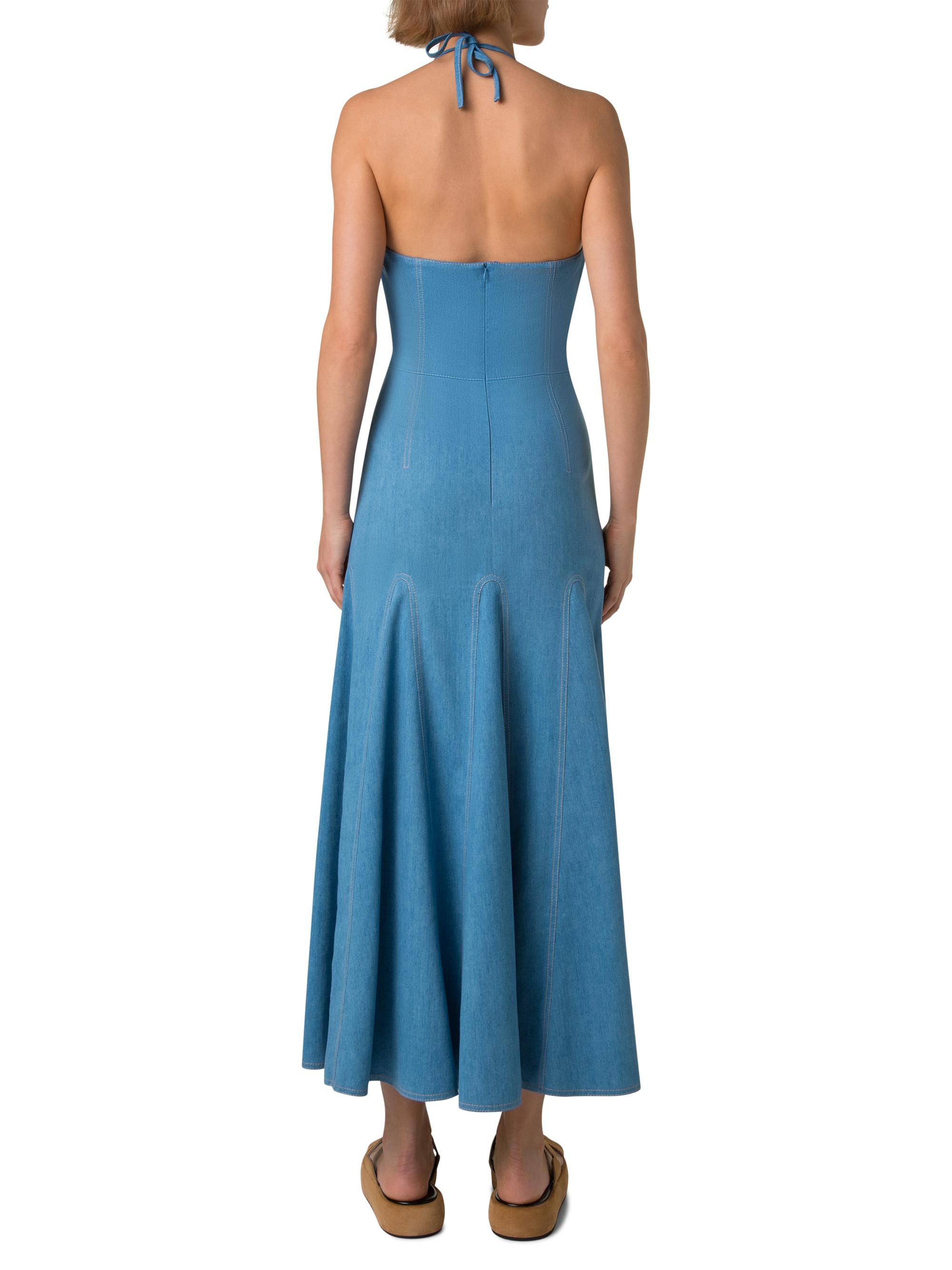 Akris punto Halter Denim Godet-Skirt Midi-Dress | Saks Fifth Avenue