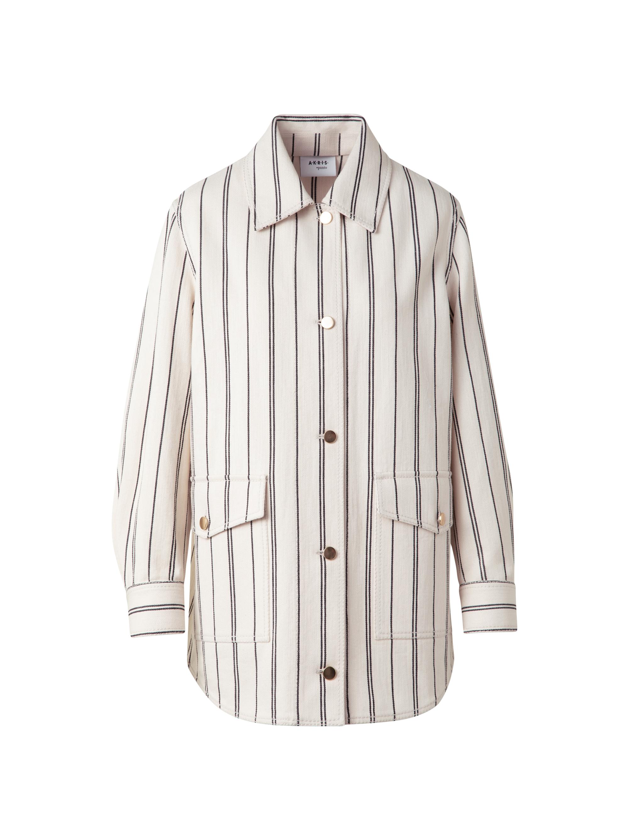 Akris punto Women's Striped Denim Cotton Boyfriend Jacket - Cashew Black