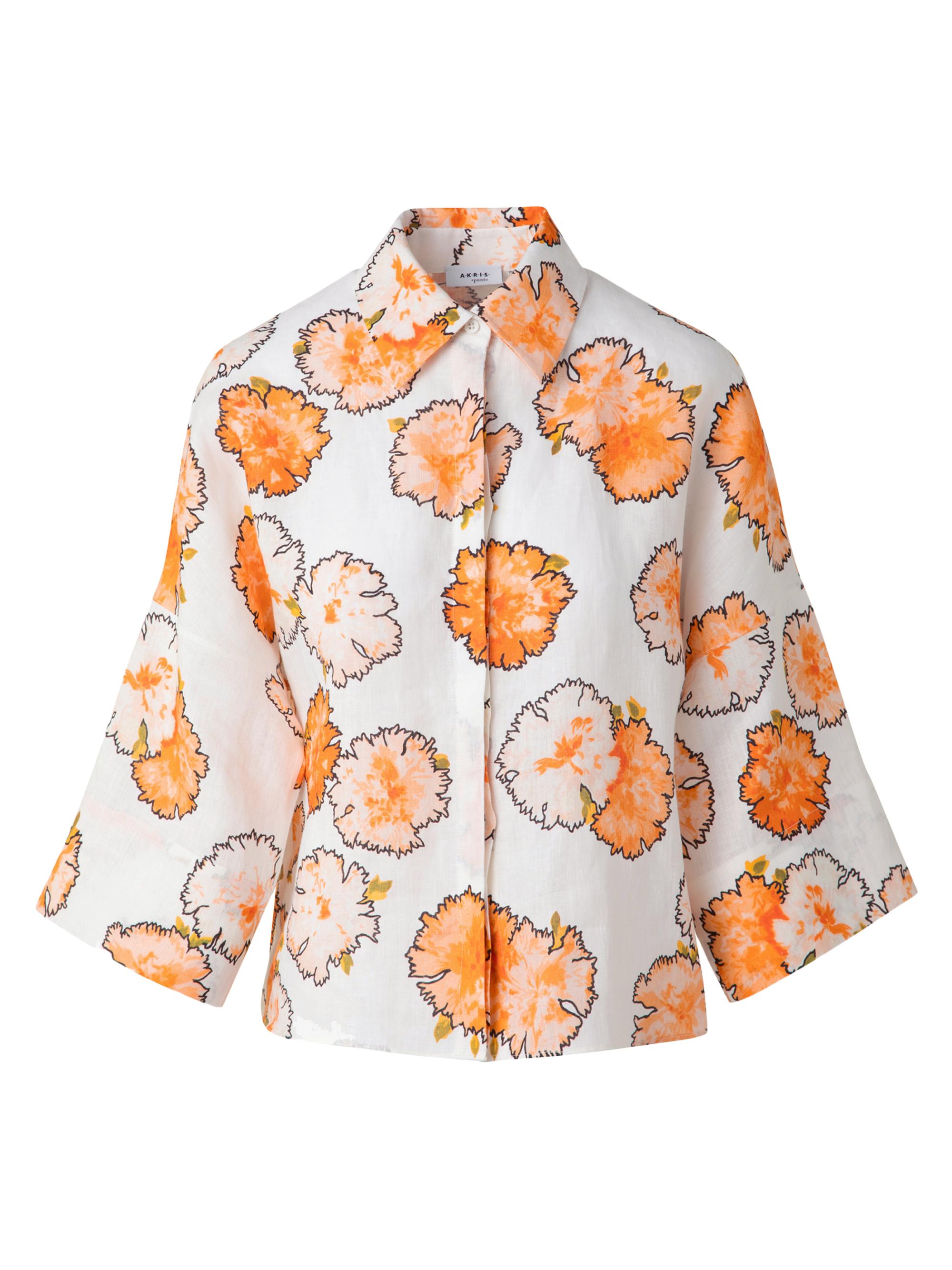 Akris punto Women's Linen Carnation Blouse - Orange Multi