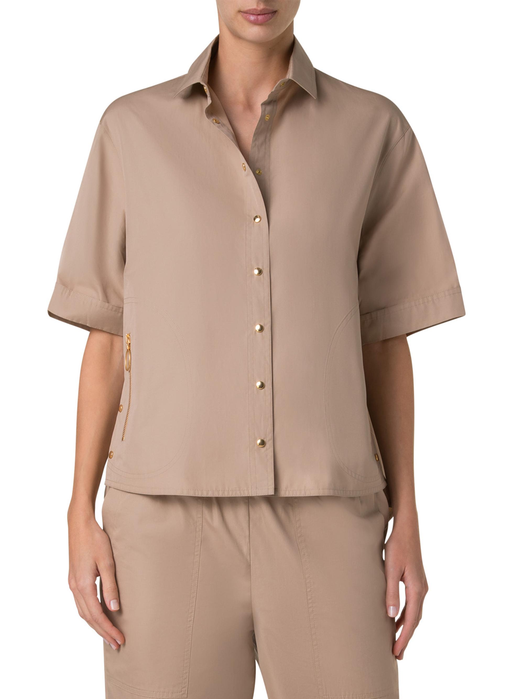 Akris punto Women's Cotton Poplin Oversized Button-Front Blouse - Beige