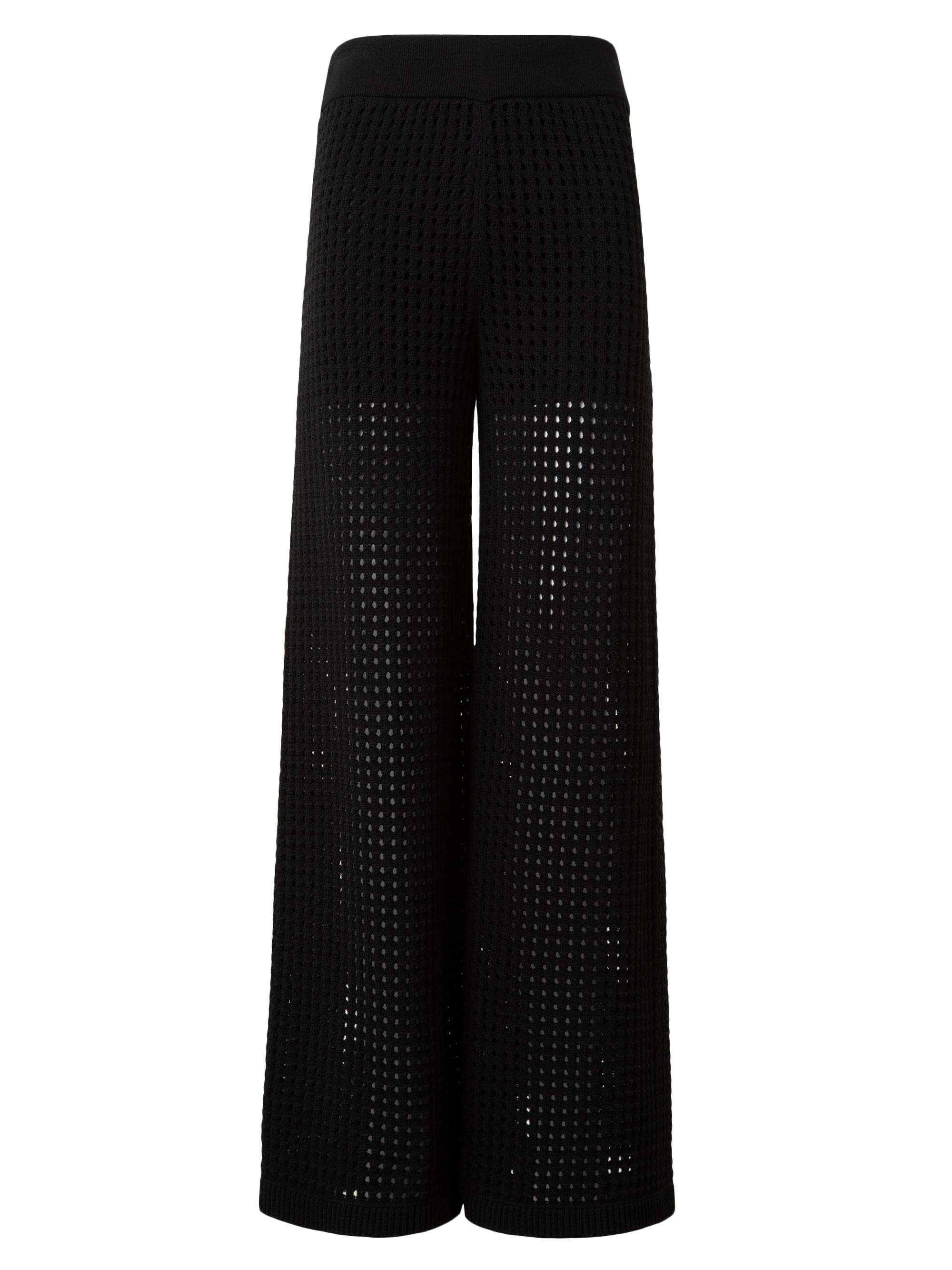 Akris punto Women's Mesh Knit Cotton Wide-Leg Pants - Black