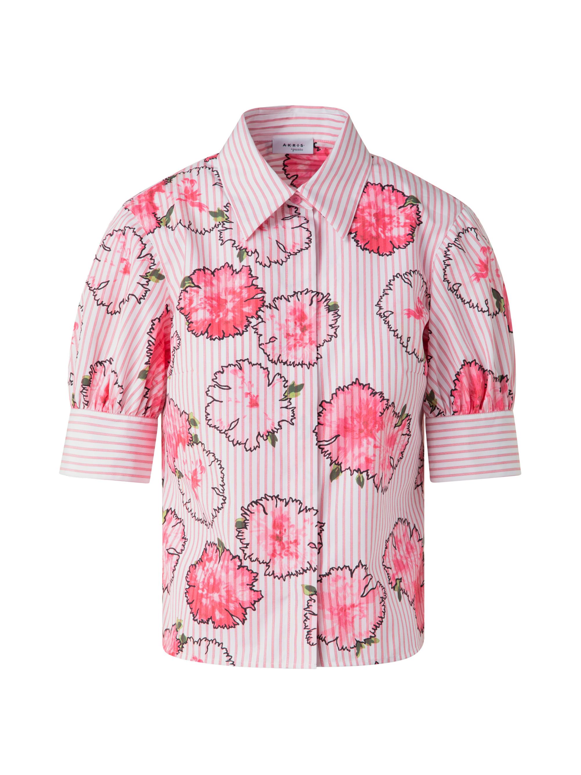 Akris punto Women's Carnation Striped Cotton Short-Sleeve Blouse - Pale Pink