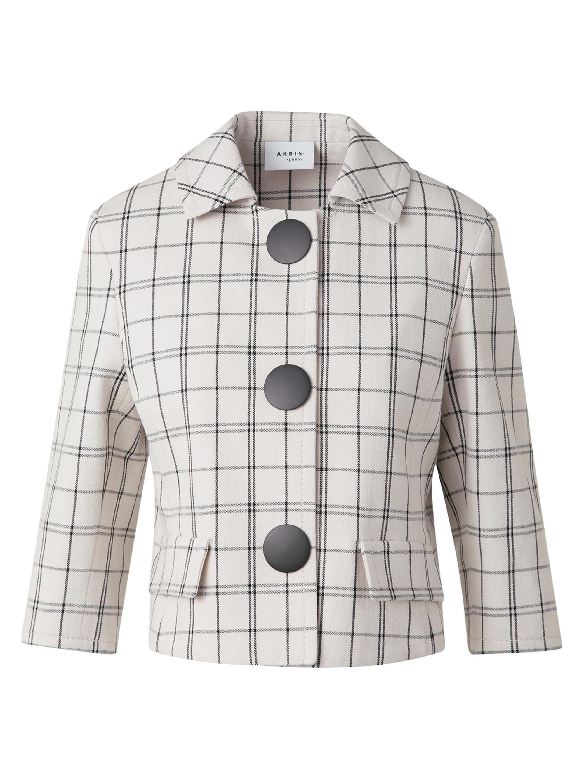 Akris punto Women's Check Cropped Button-Front Denim Jacket - Cashew Black