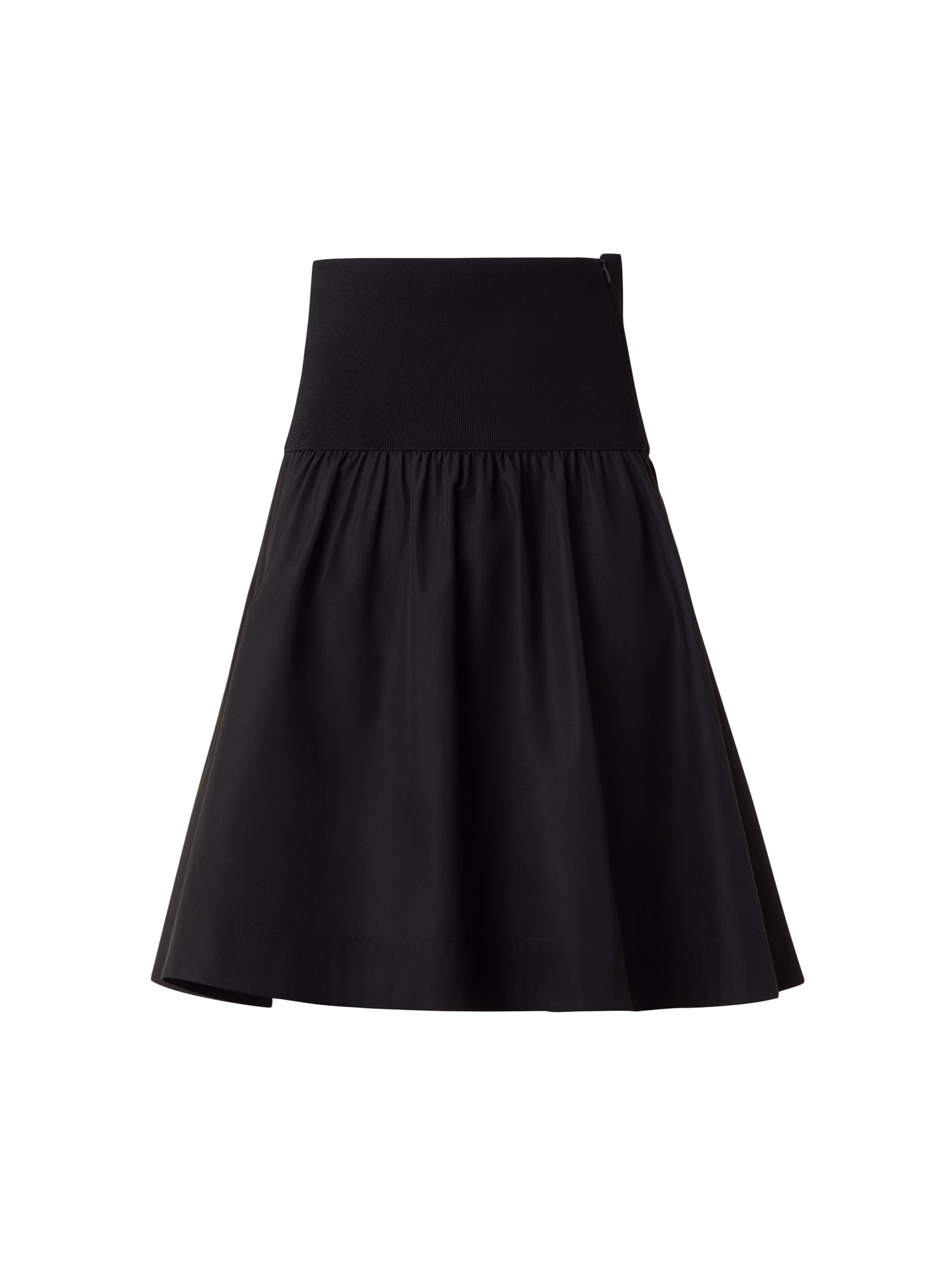 Akris punto Women's Mixed-Media Cotton Poplin Flared Skirt - Black