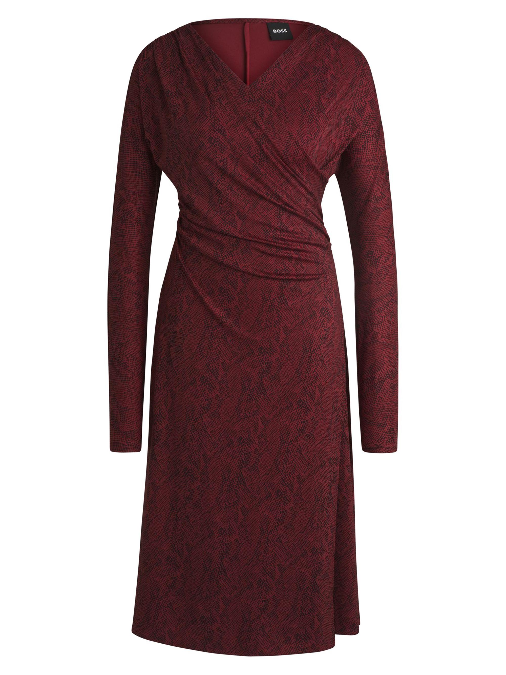 BOSS Women's Wrap-Front Dress in Knitted Jersey - Red
