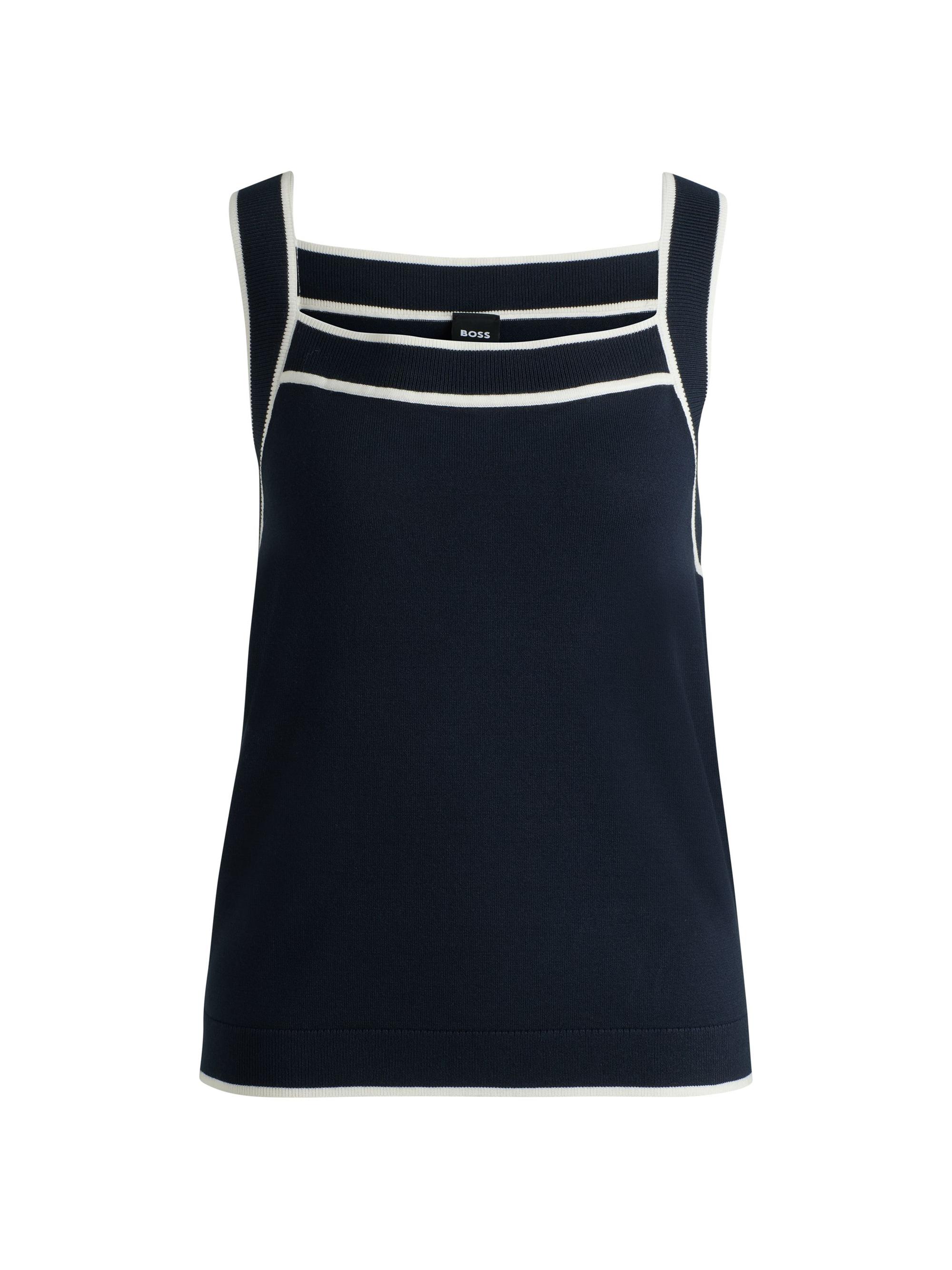 BOSS Women's Wide-Neck Knitted Vest Top - Dark Blue