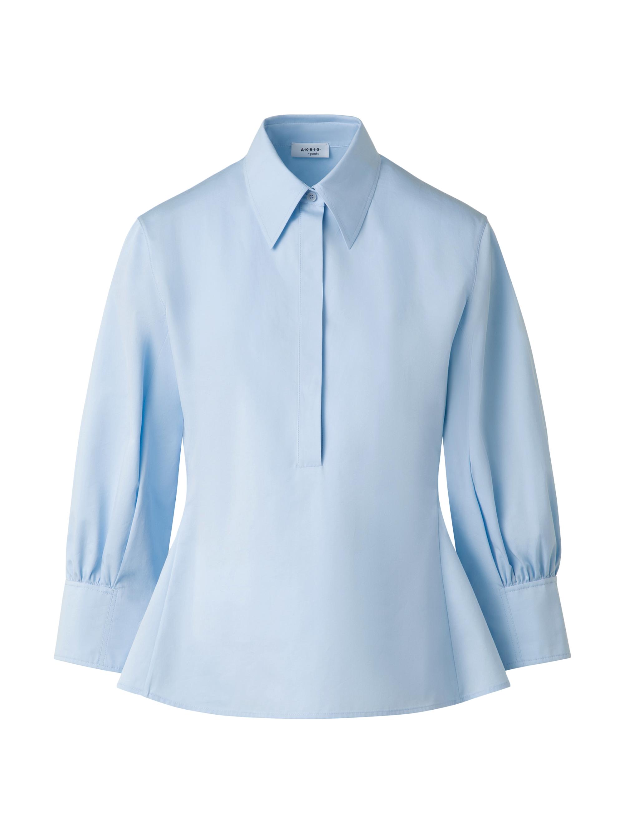 Akris punto Women's Cotton Poplin Puff-Sleeve Flare Blouse - Sky