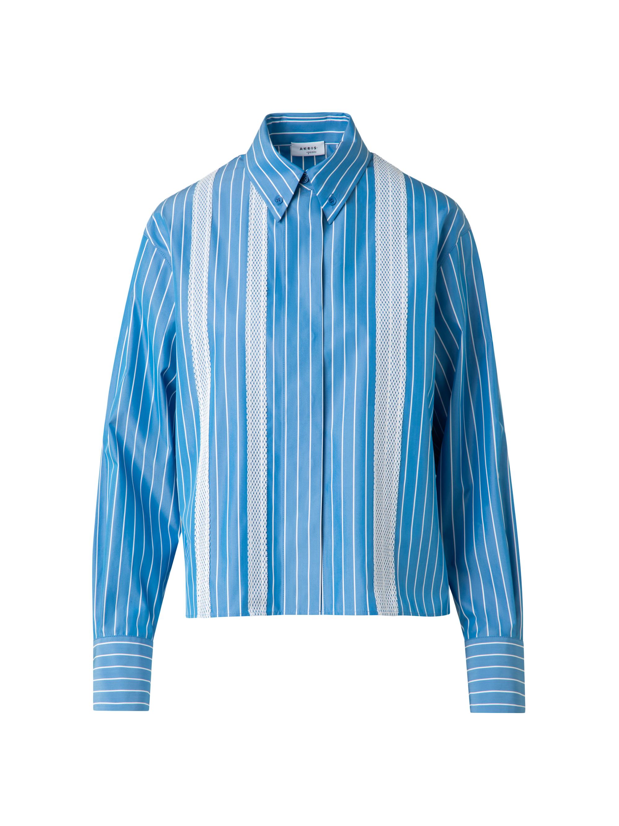 Akris punto Women's Striped Cotton Poplin Button-Down Blouse - Medium Blue Cream