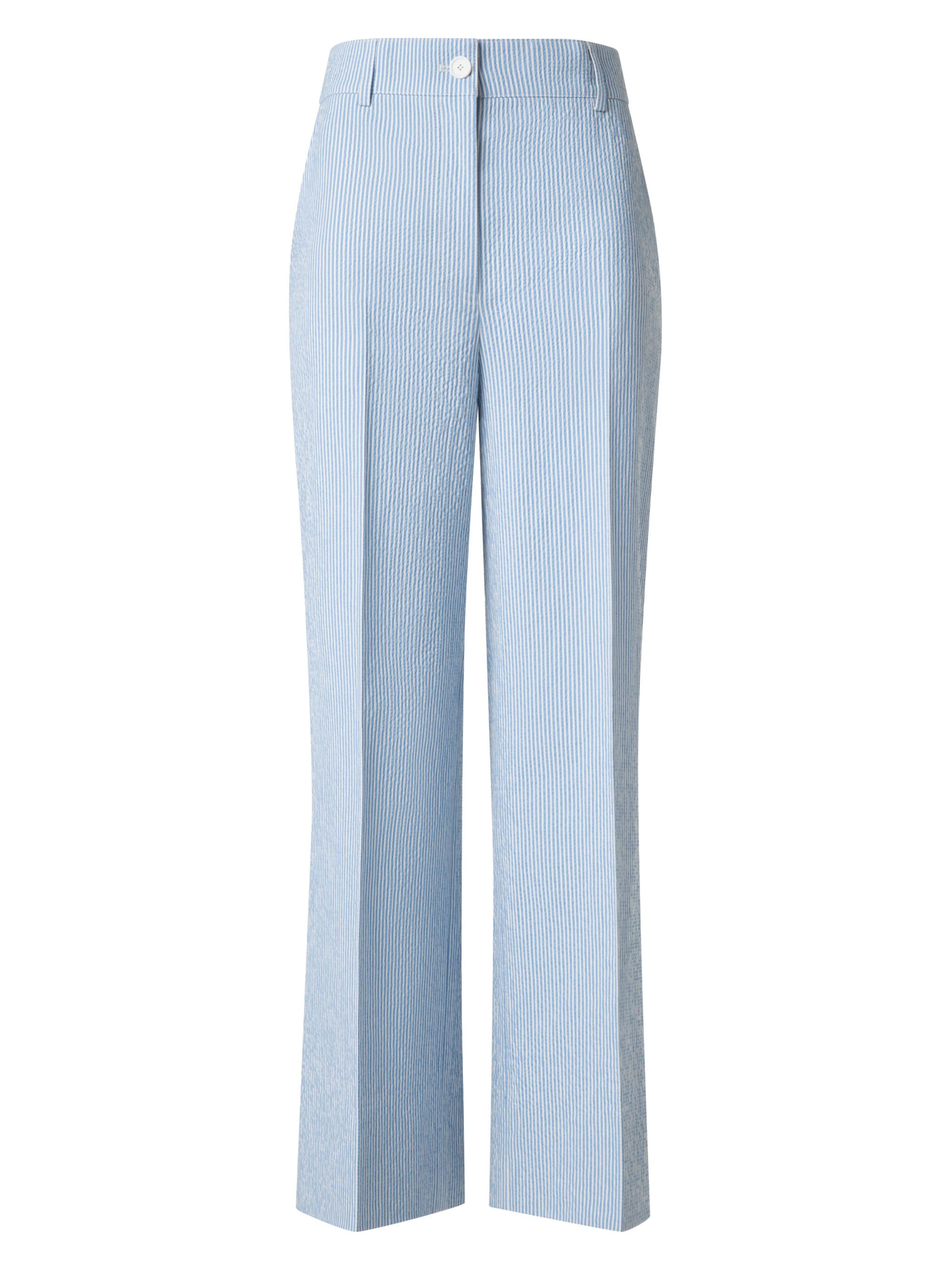 Akris punto Women's Chiara Striped Seersucker Crop Pants - Sky Cream