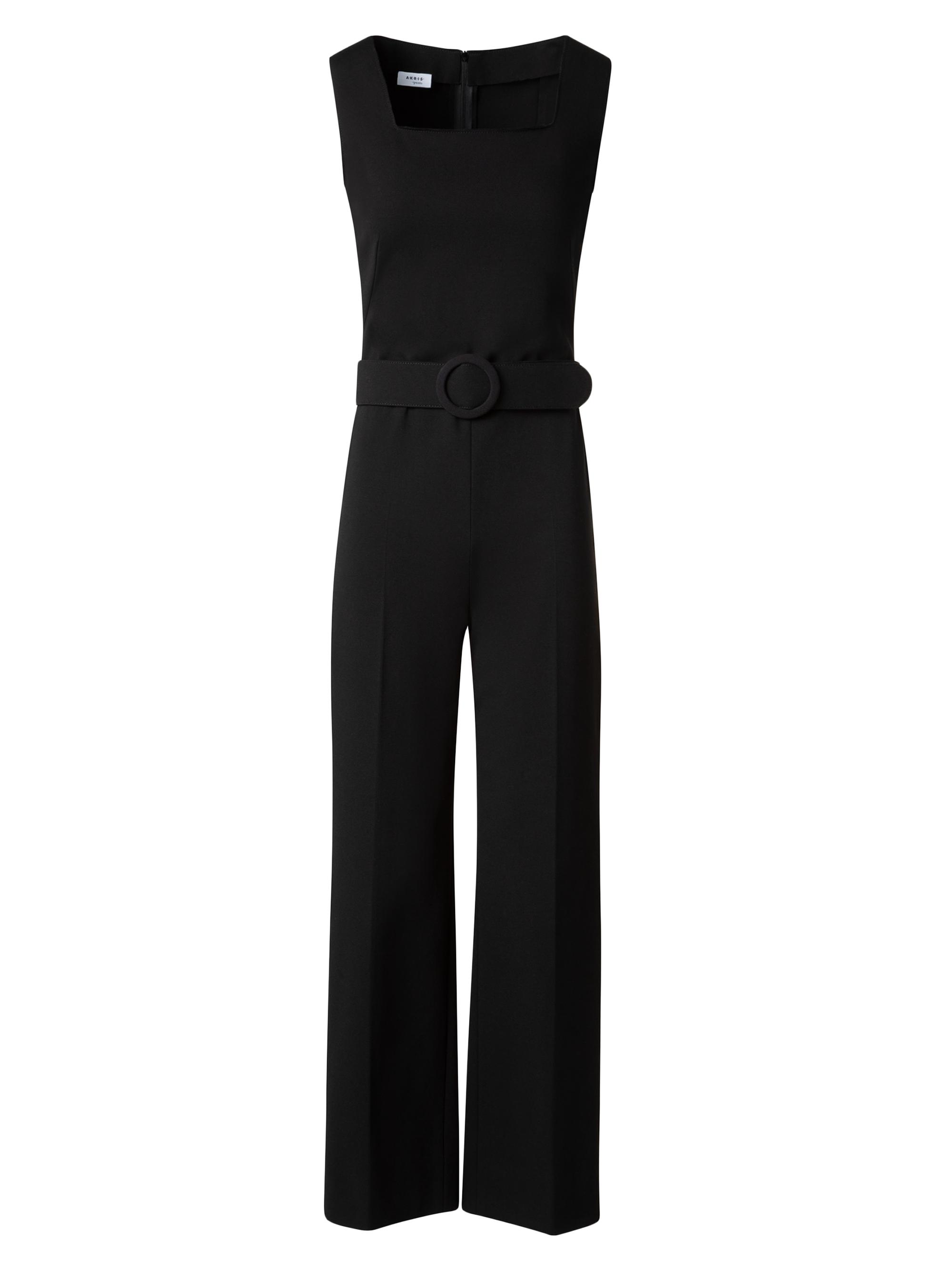 Akris punto Women's Belted Square Neck Jersey Jumpsuit - Black