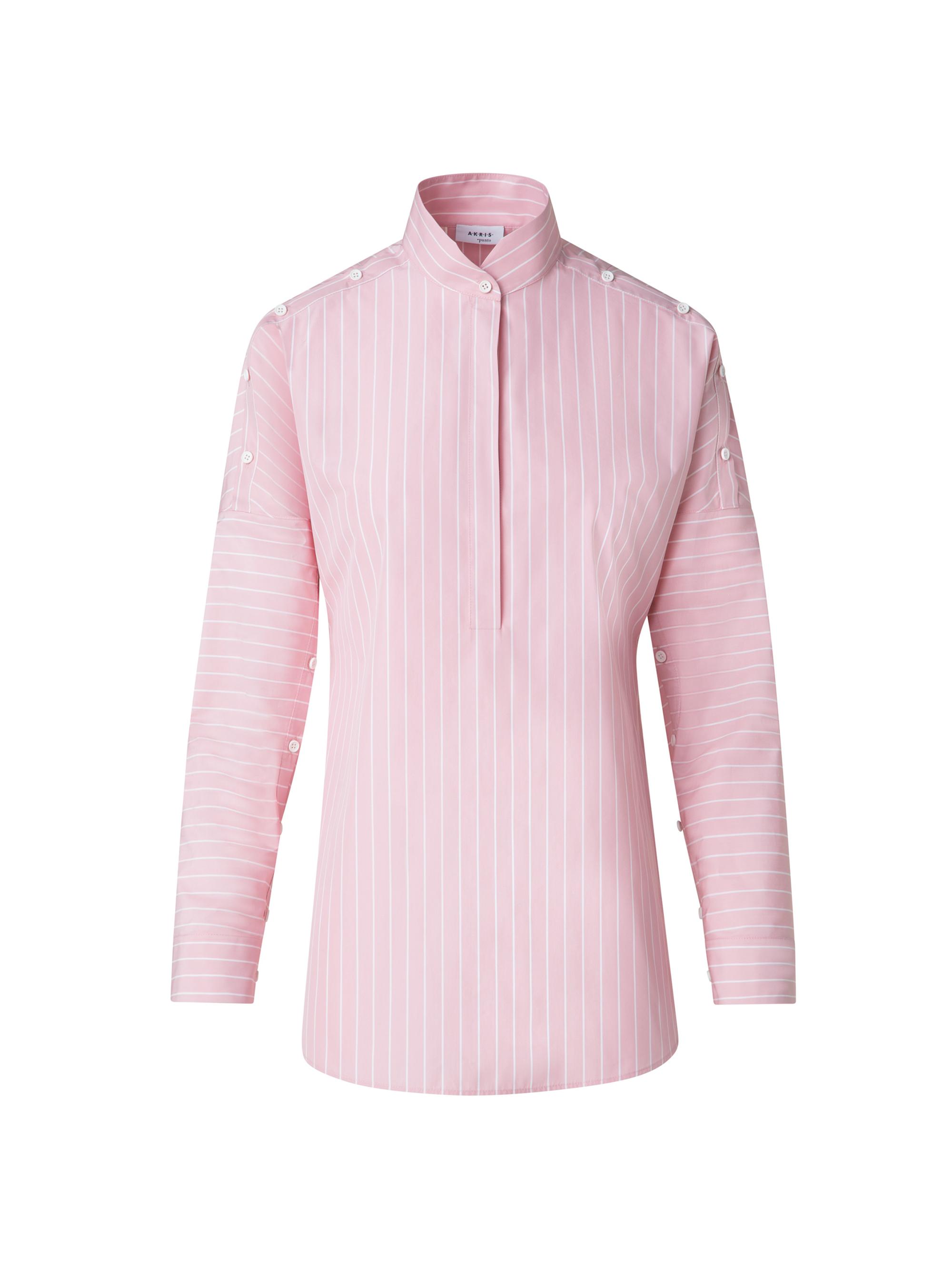 Akris punto Women's Striped Cotton Button-Detail Blouse - Pink White