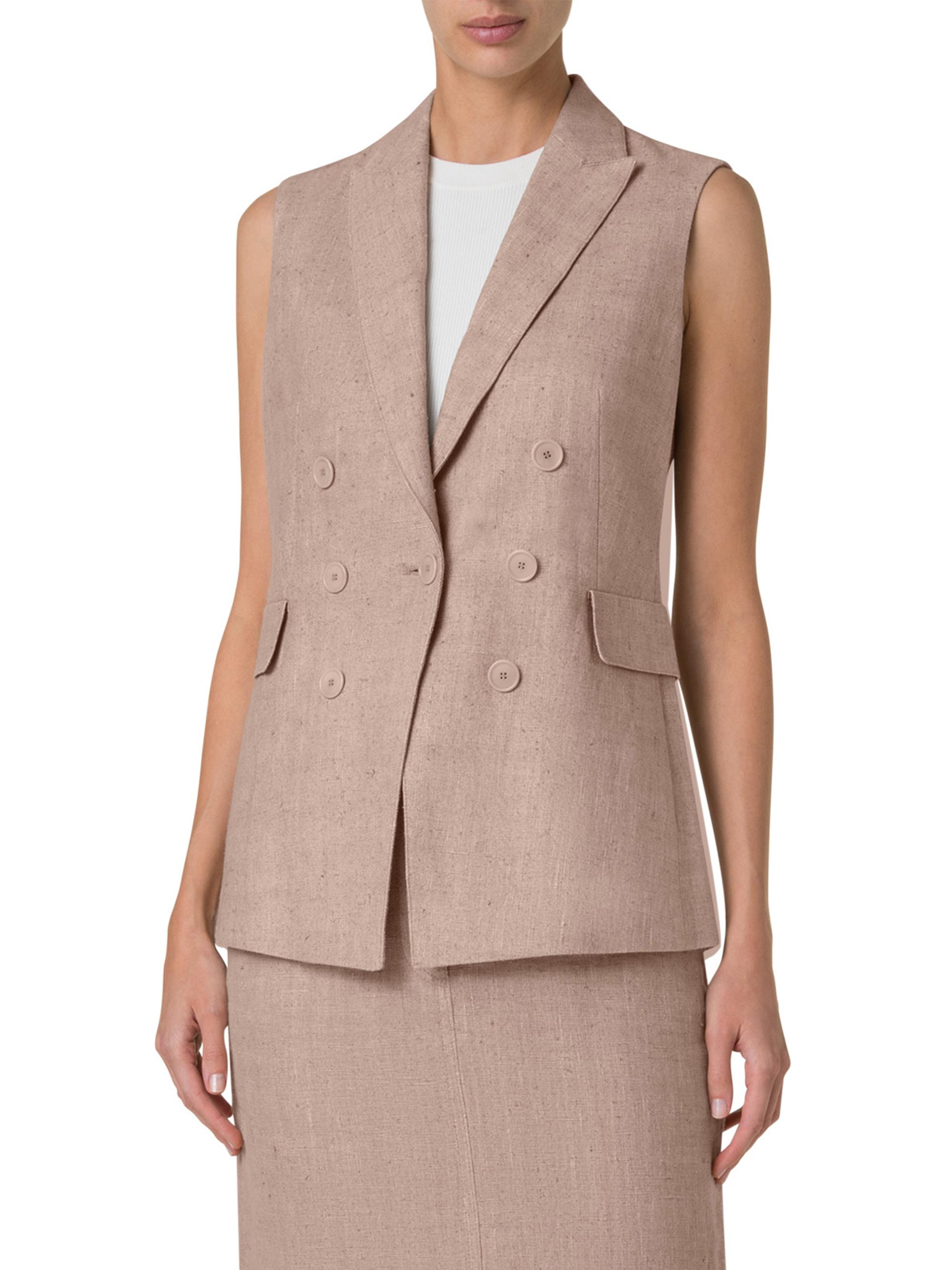 Akris punto Women's Washed Linen Mock Double-Breasted Vest - Beige