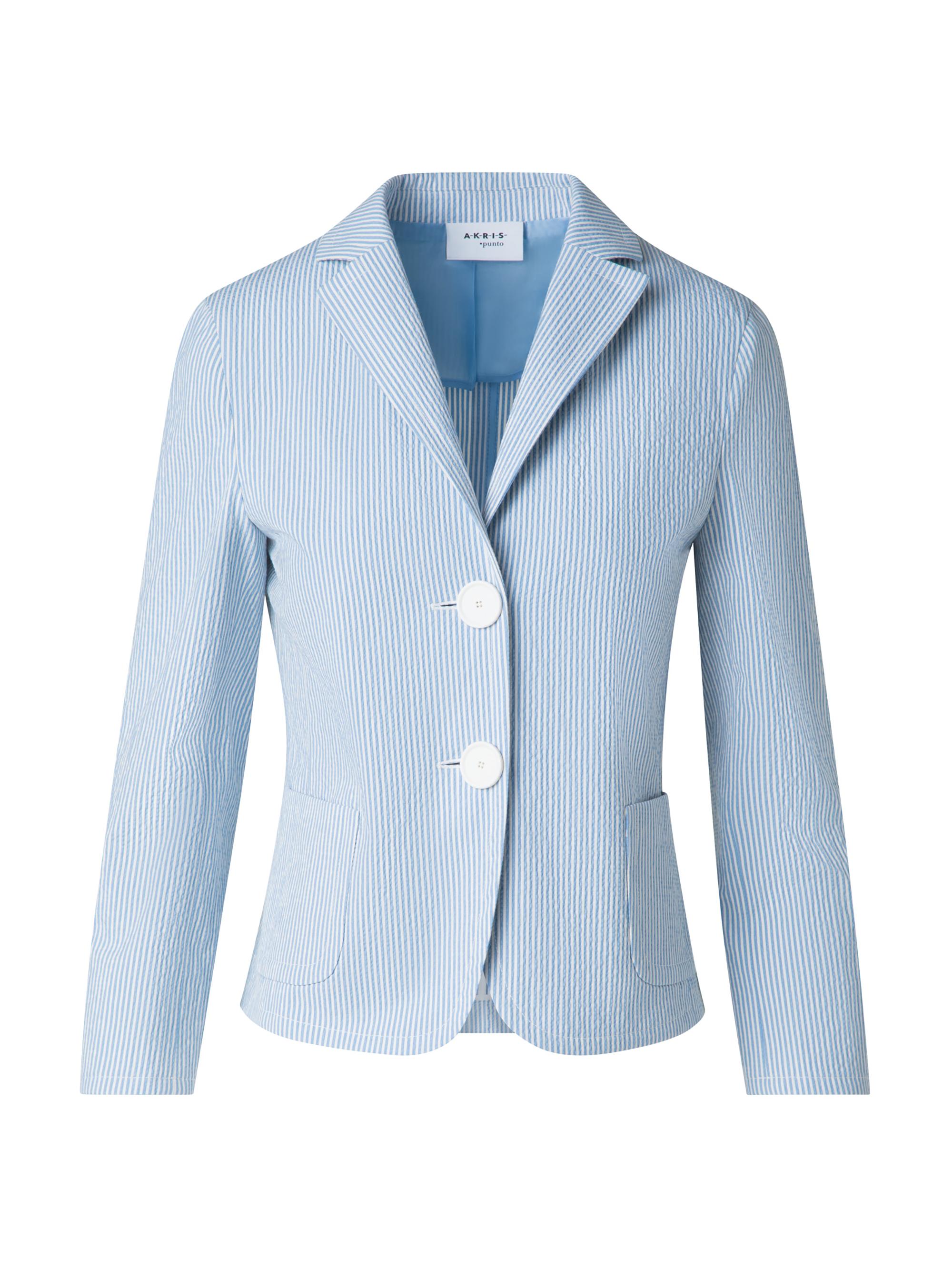 Akris punto Women's Striped Seersucker Stretch Cotton Blazer - Sky Cream