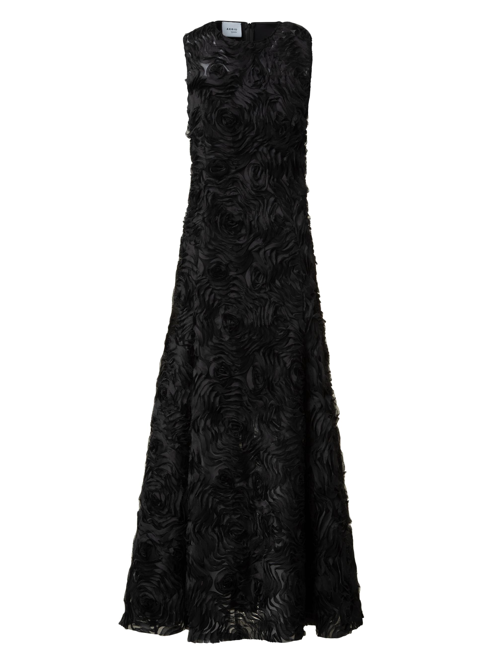 Akris punto Women's 3D Floral Mixed Media A-Line Midi-Dress - Black