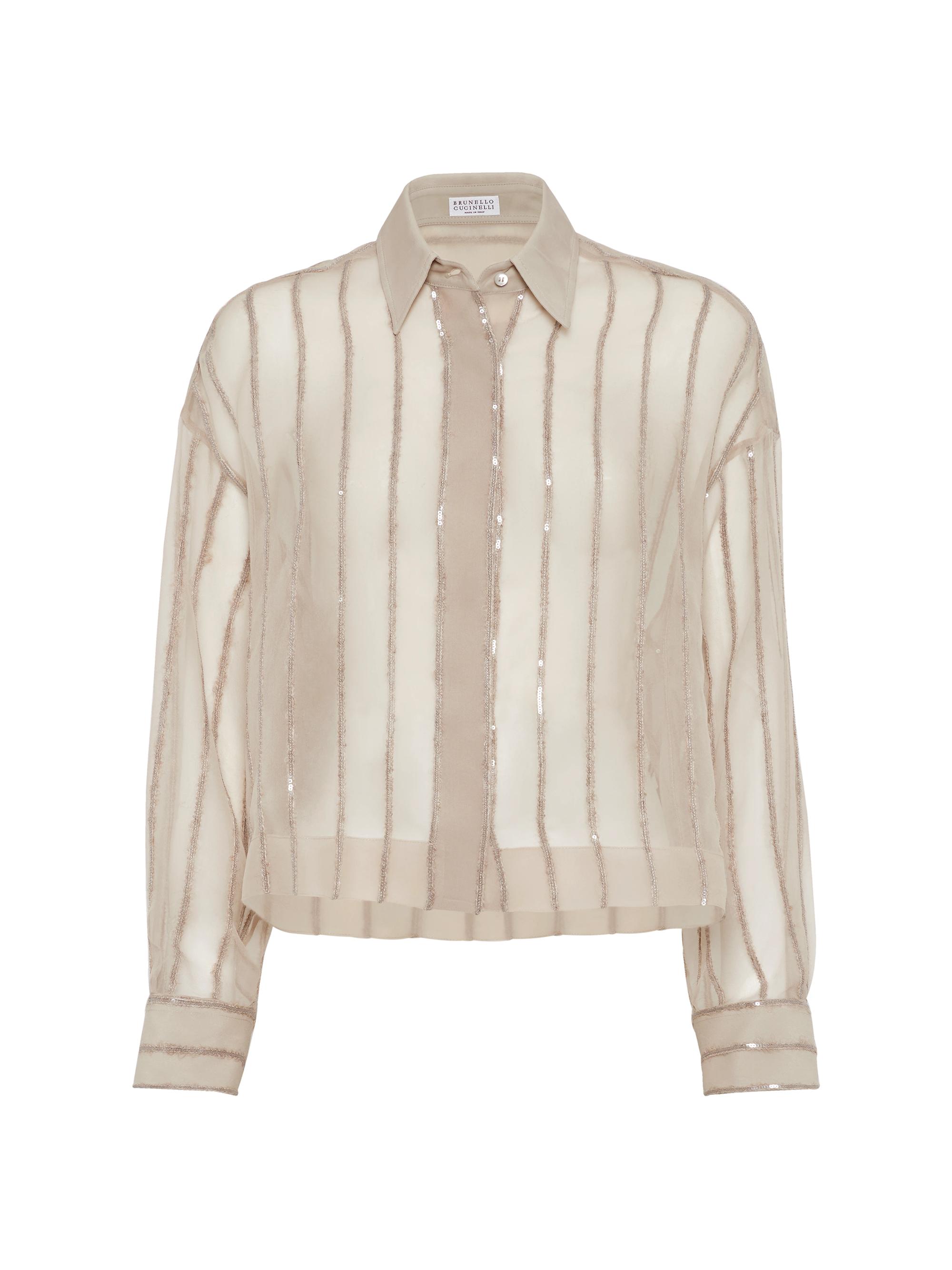 Brunello Cucinelli Women's Crispy Silk Shirt - Sand