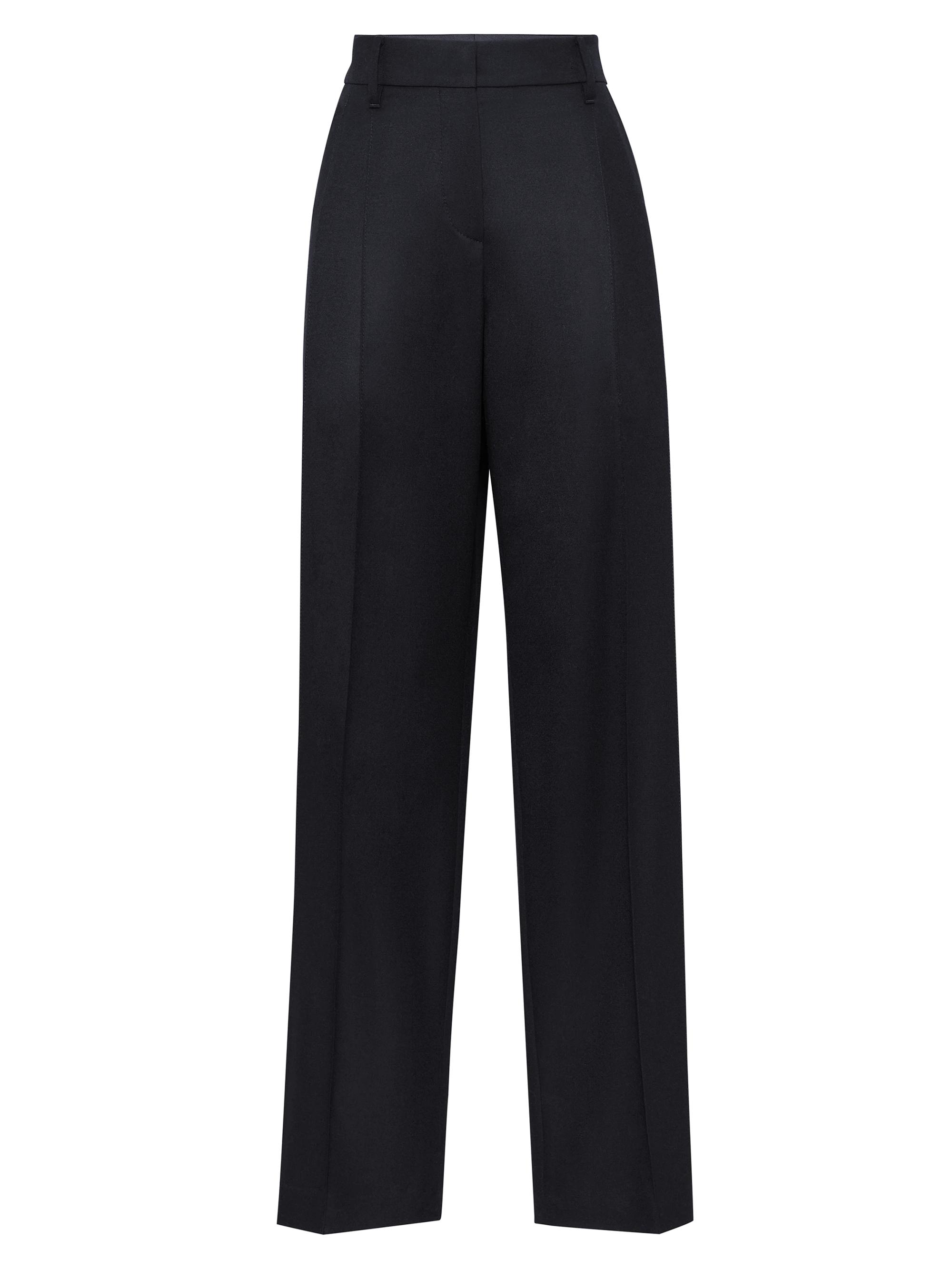 Brunello Cucinelli Women's Virgin Wool and Cashmere Loose Straight Trousers - Black