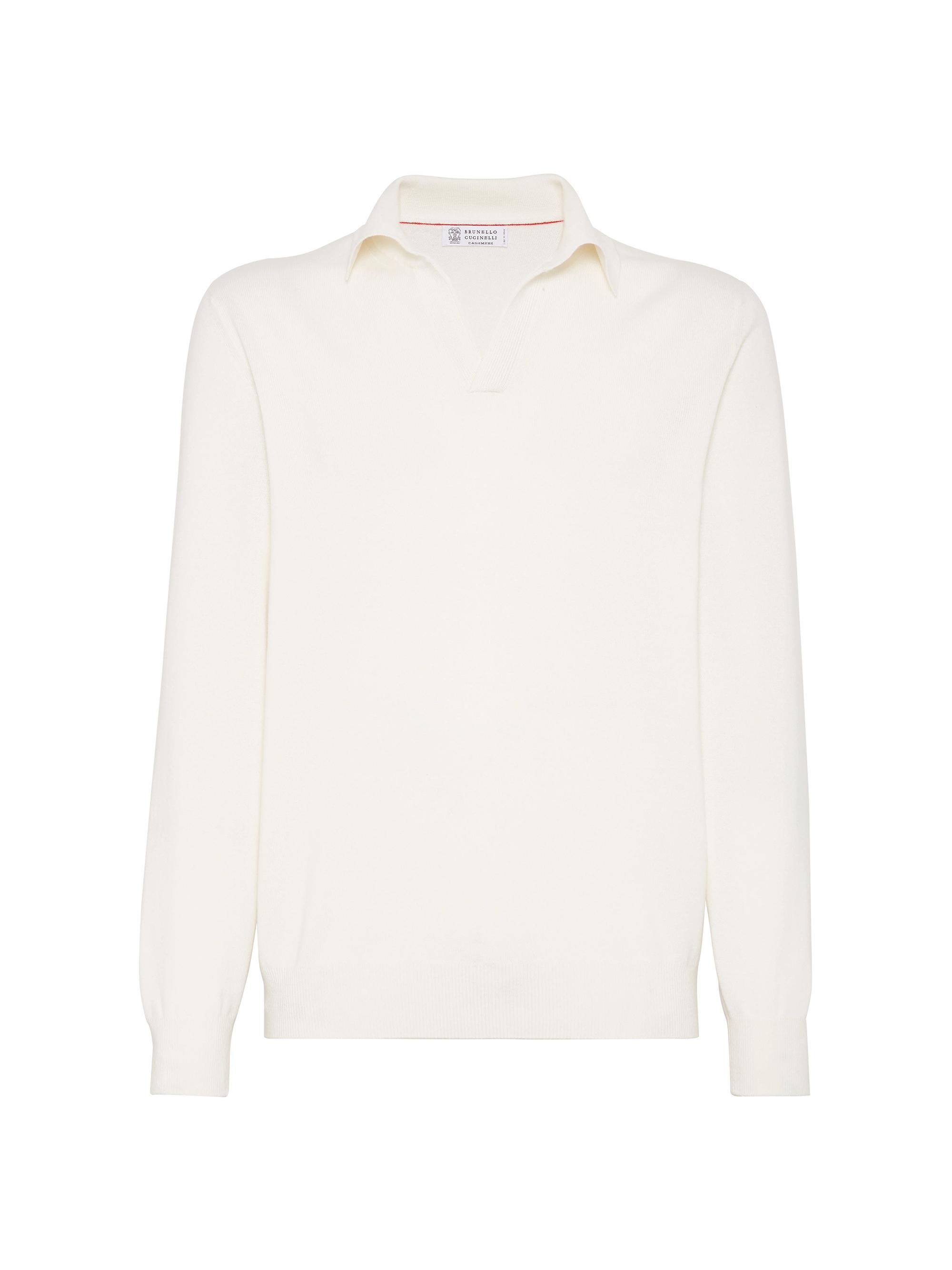 Brunello Cucinelli Men's Cashmere Knit Polo Sweater with Long Sleeves - Panama