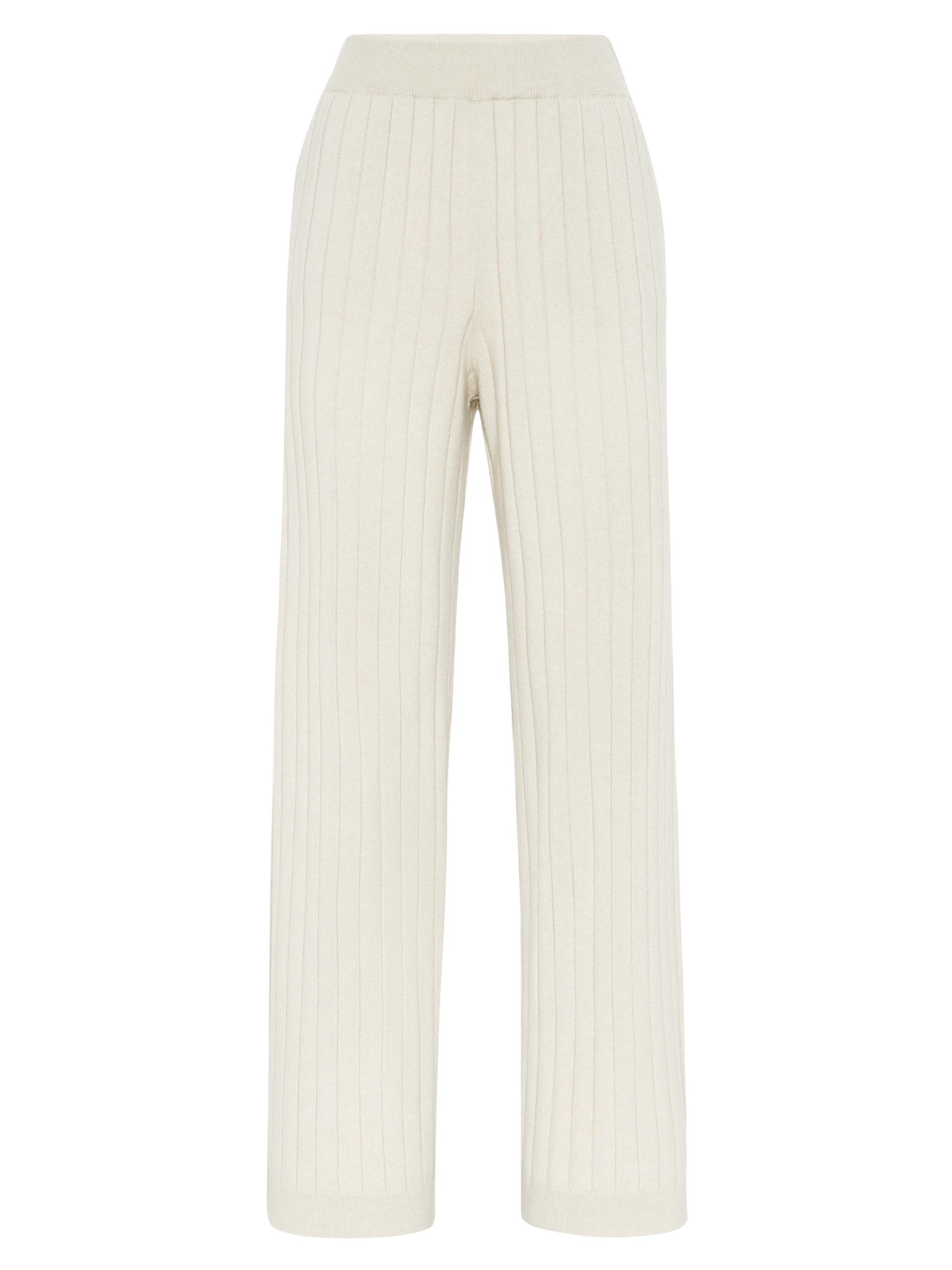 Brunello Cucinelli Women's Cashmere Flat Rib Knit Trousers - Beige
