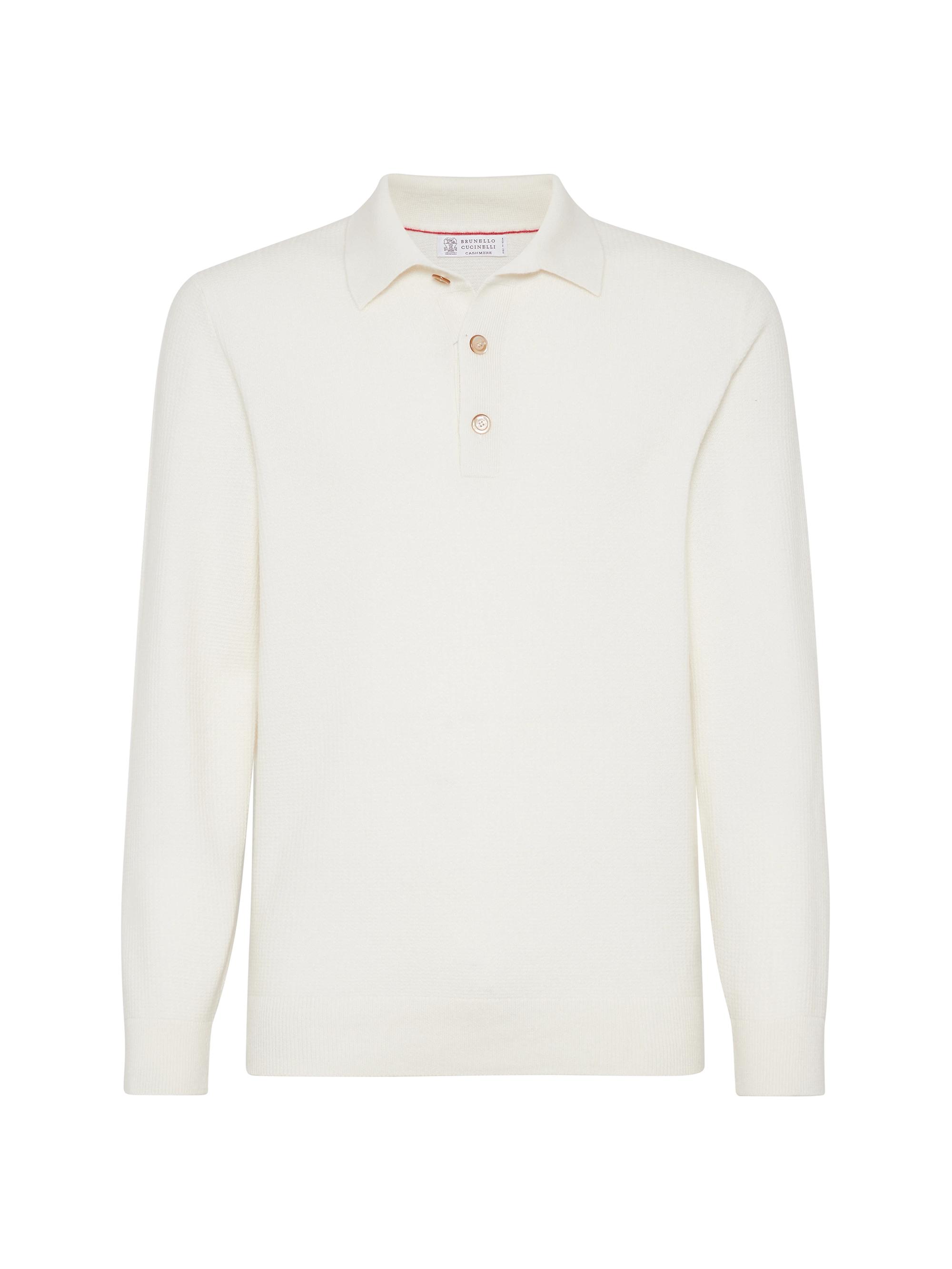 Brunello Cucinelli Men's Cashmere Waffle Stitch Knit Polo Sweater - Panama