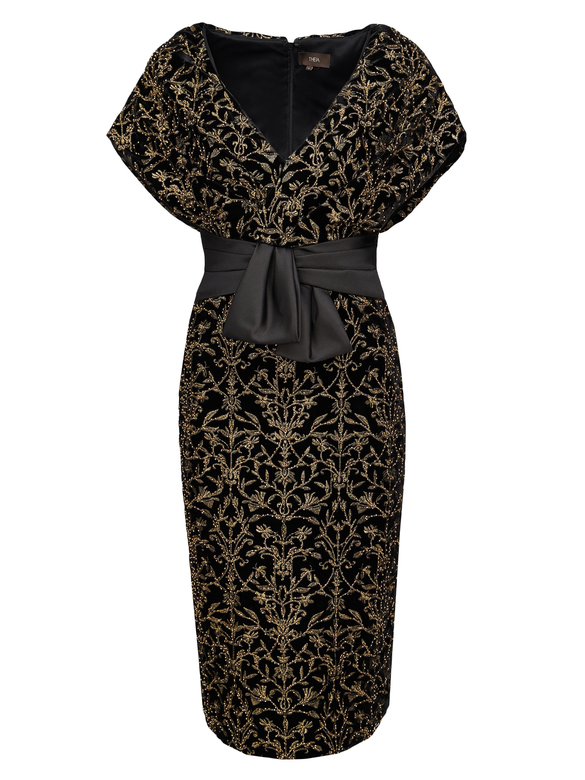 Theia Women's Rosalia Beaded Velvet Tie-Waist Minidress - Black Gold