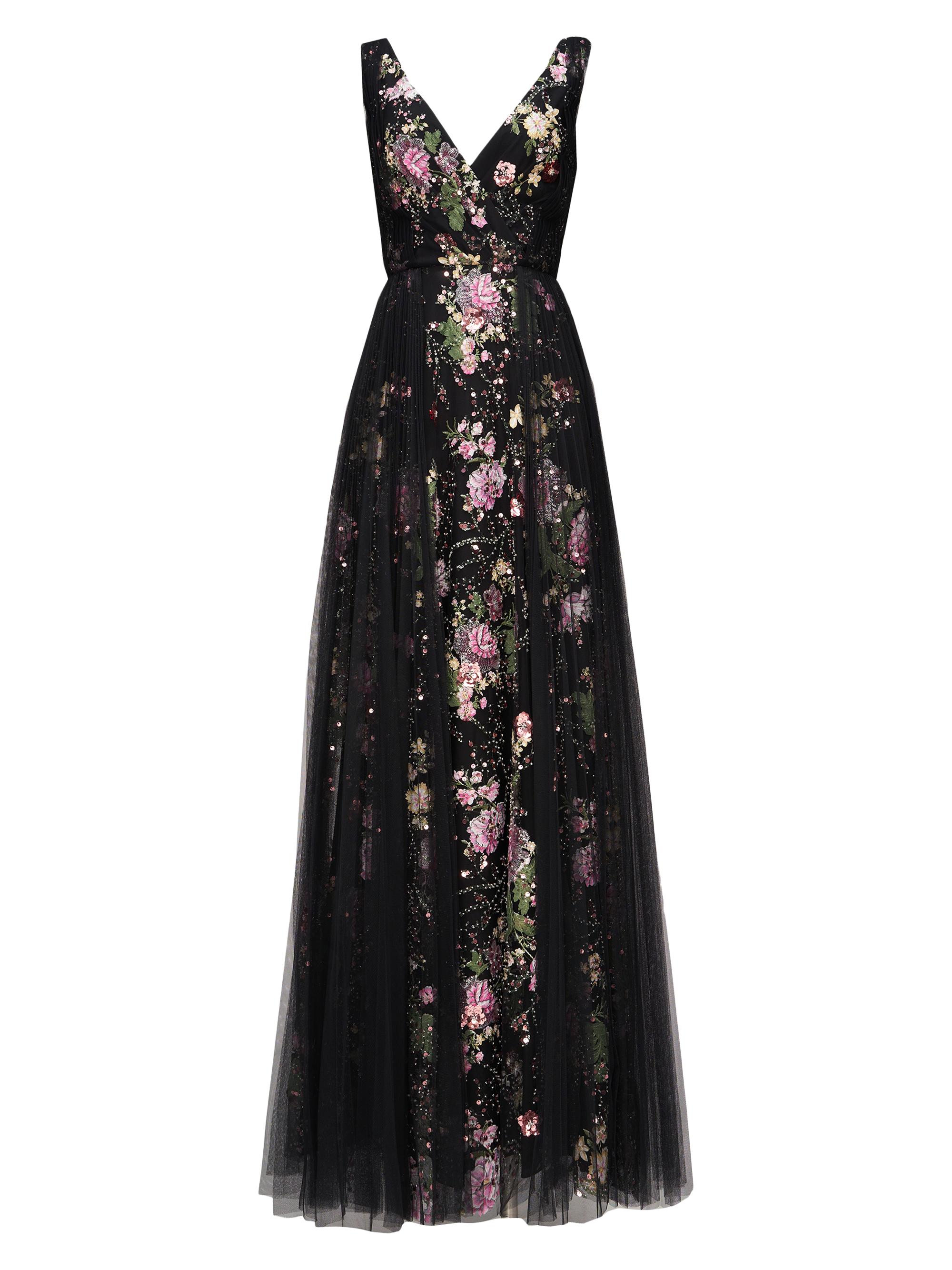 Theia Women's Toni Floral Beaded Sleeveless Gown - Blackzinna